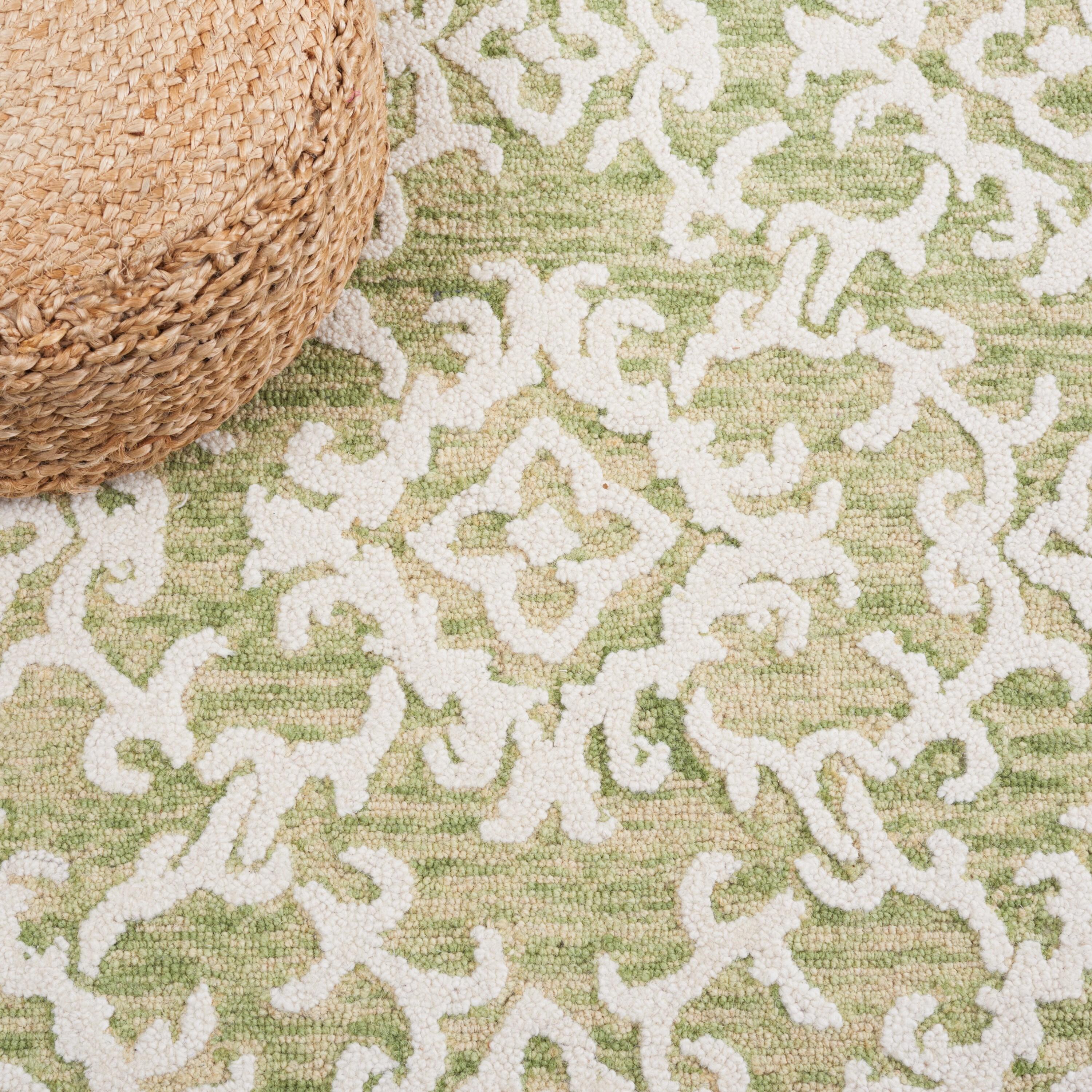 Blossom BLM104 Hand Tufted Area Rug - Light Green/Ivory - 8'x10' - Safavieh.