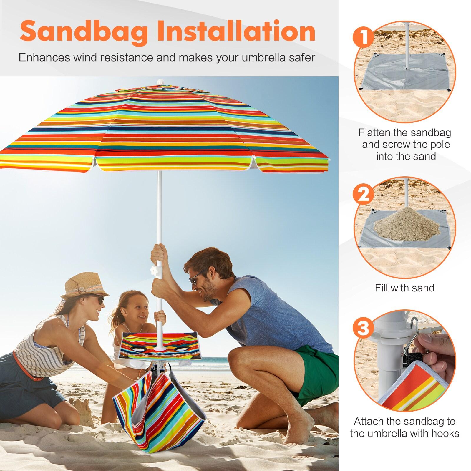 Topcobe 6.5 Feet Patio Beach Umbrella with Waterproof Polyester Fabric, Sunbrella Umbrella Outdoor Patio, Orange