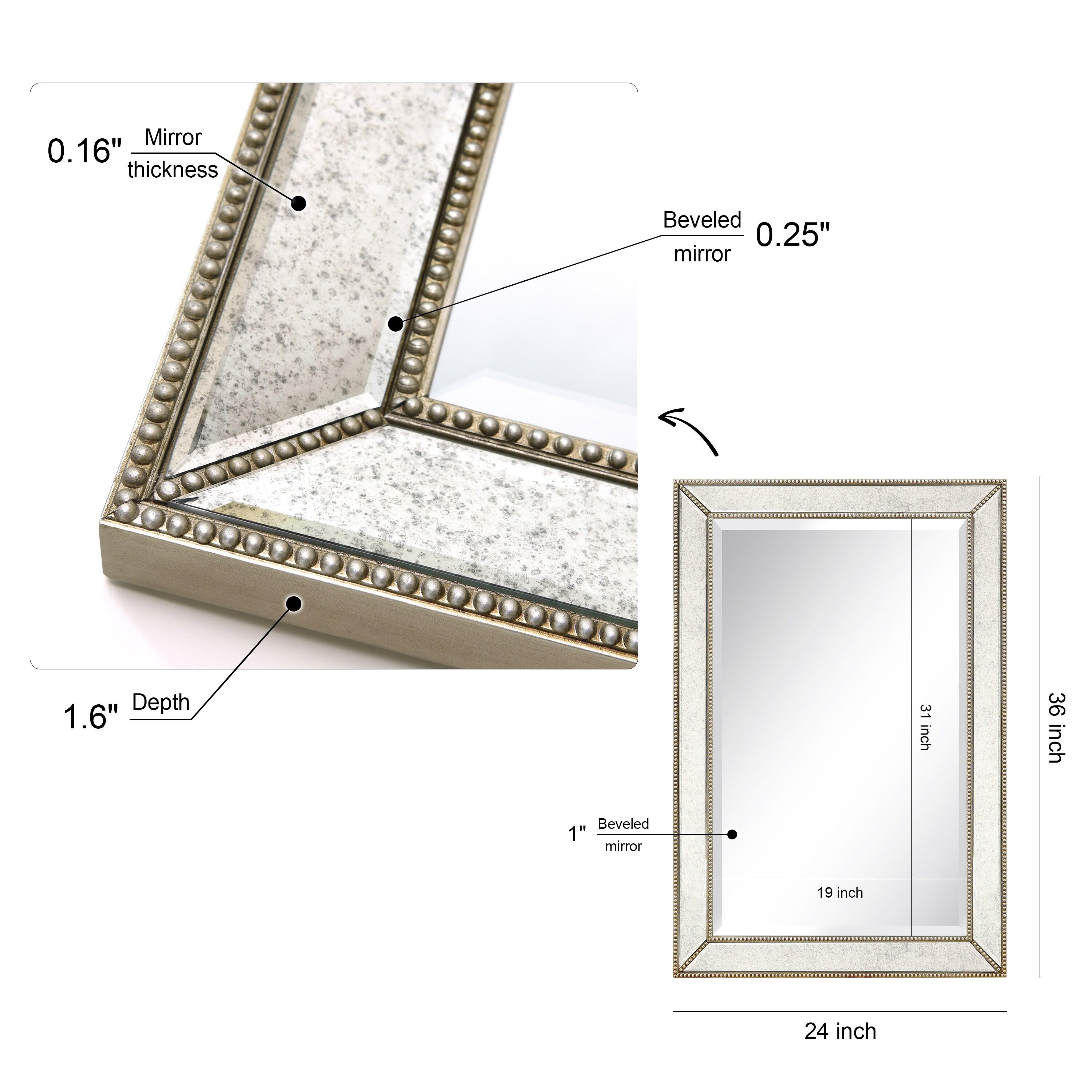 Empire Art Direct Champagne Bead Beveled Mirror, 24" x 36", Ready to Hang