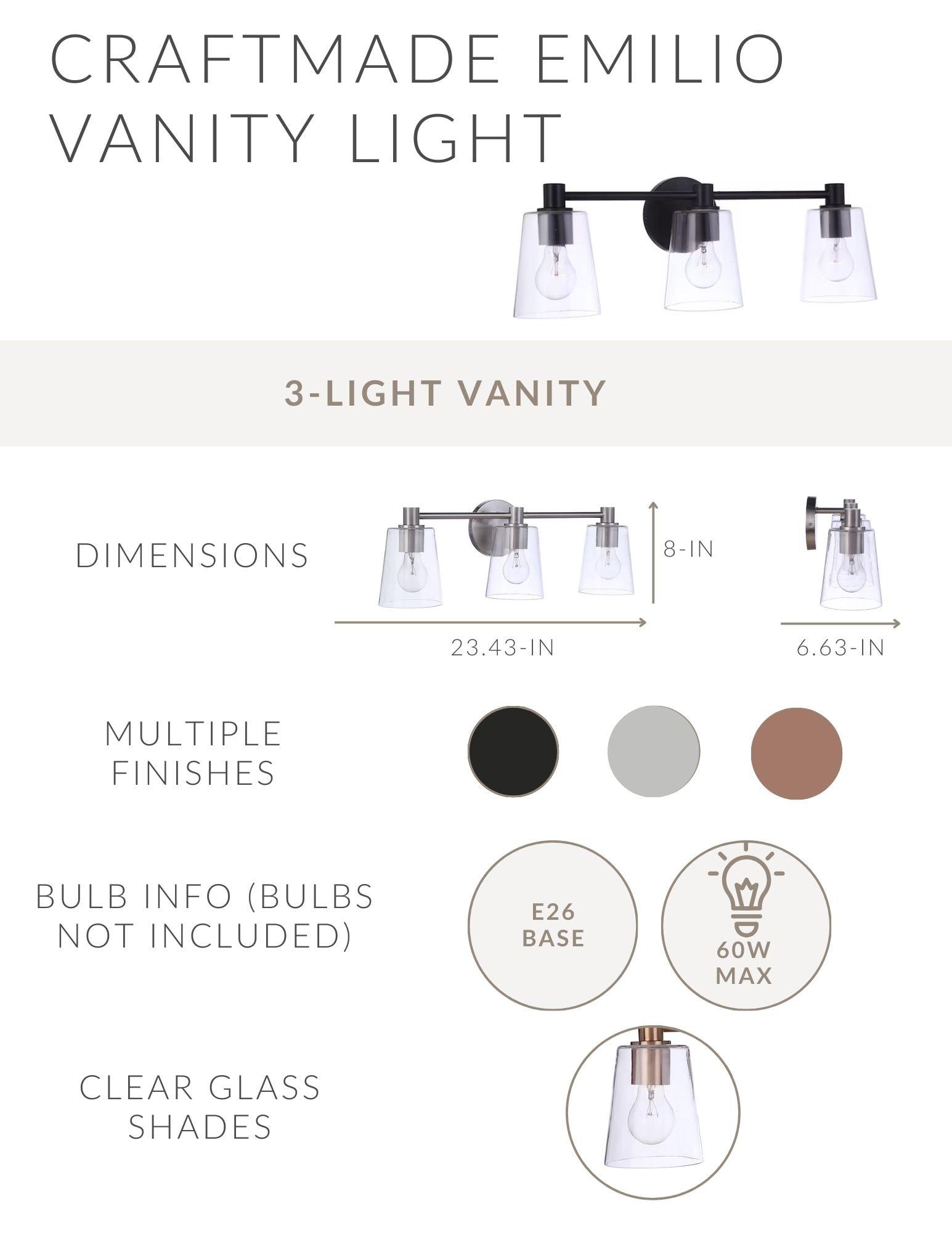 Craftmade Lighting Emilio 3 - Light Vanity in  Satin Brass