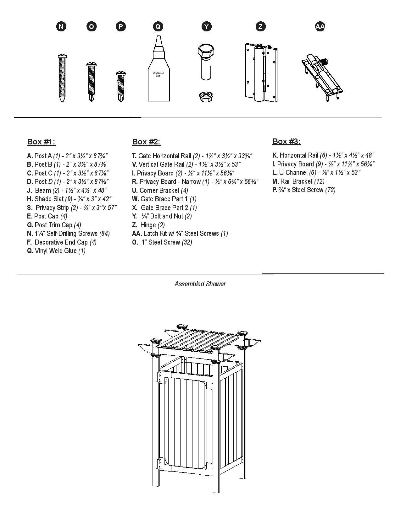 89in White Vinyl Outdoor Shower Enclosure Kit with Door