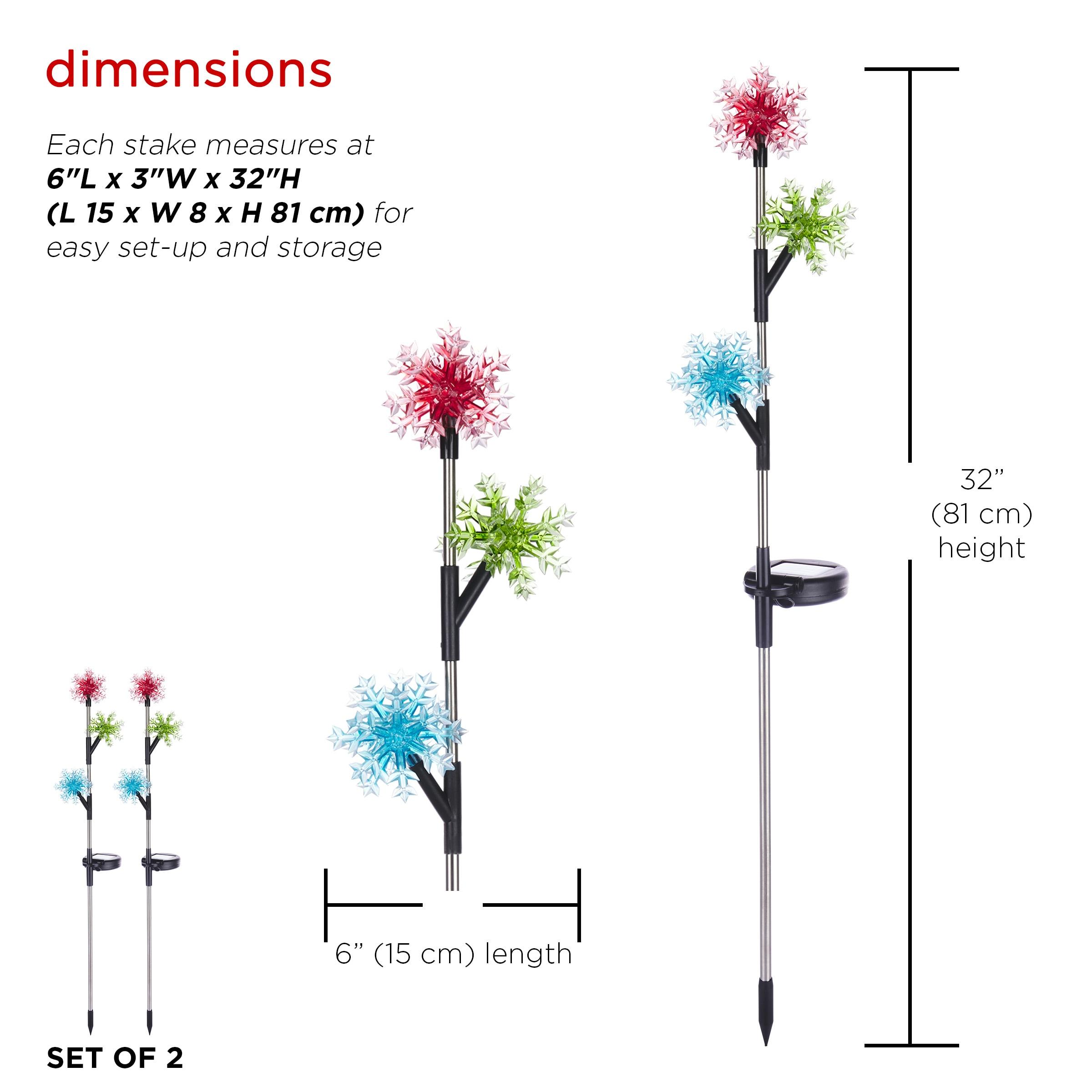 Solar Powered Multi-Color LED Snowflake Garden Stakes, Set of 2