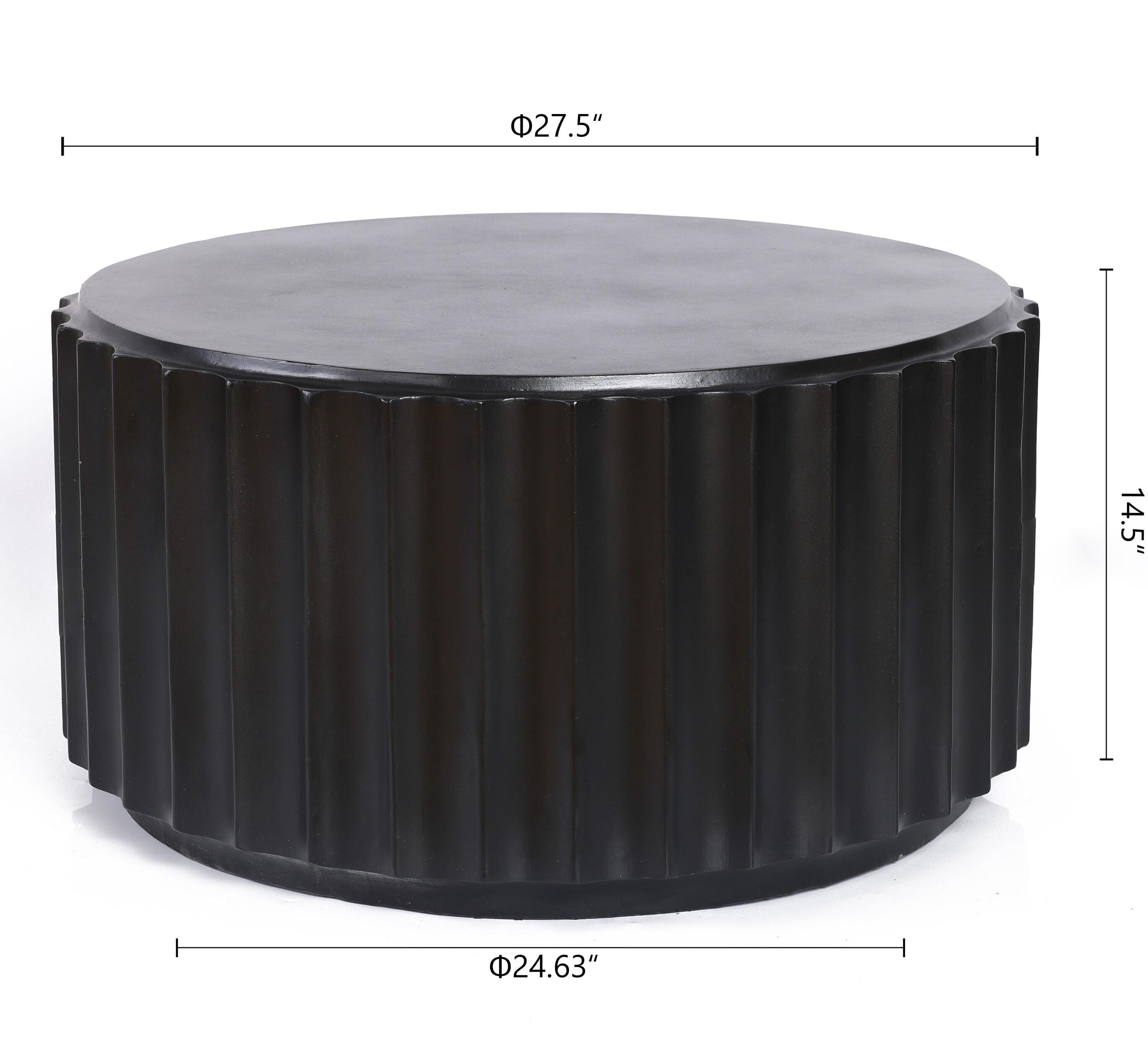 Black Cement Round Coffee Table for Outdoors and Indoors, Modern Accent, Housewarming Gifts