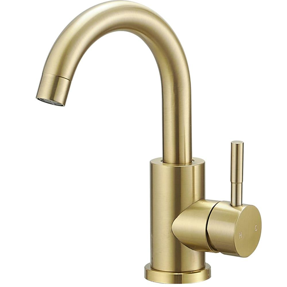 Brushed Gold Stainless Steel Single Handle Bathroom Faucet