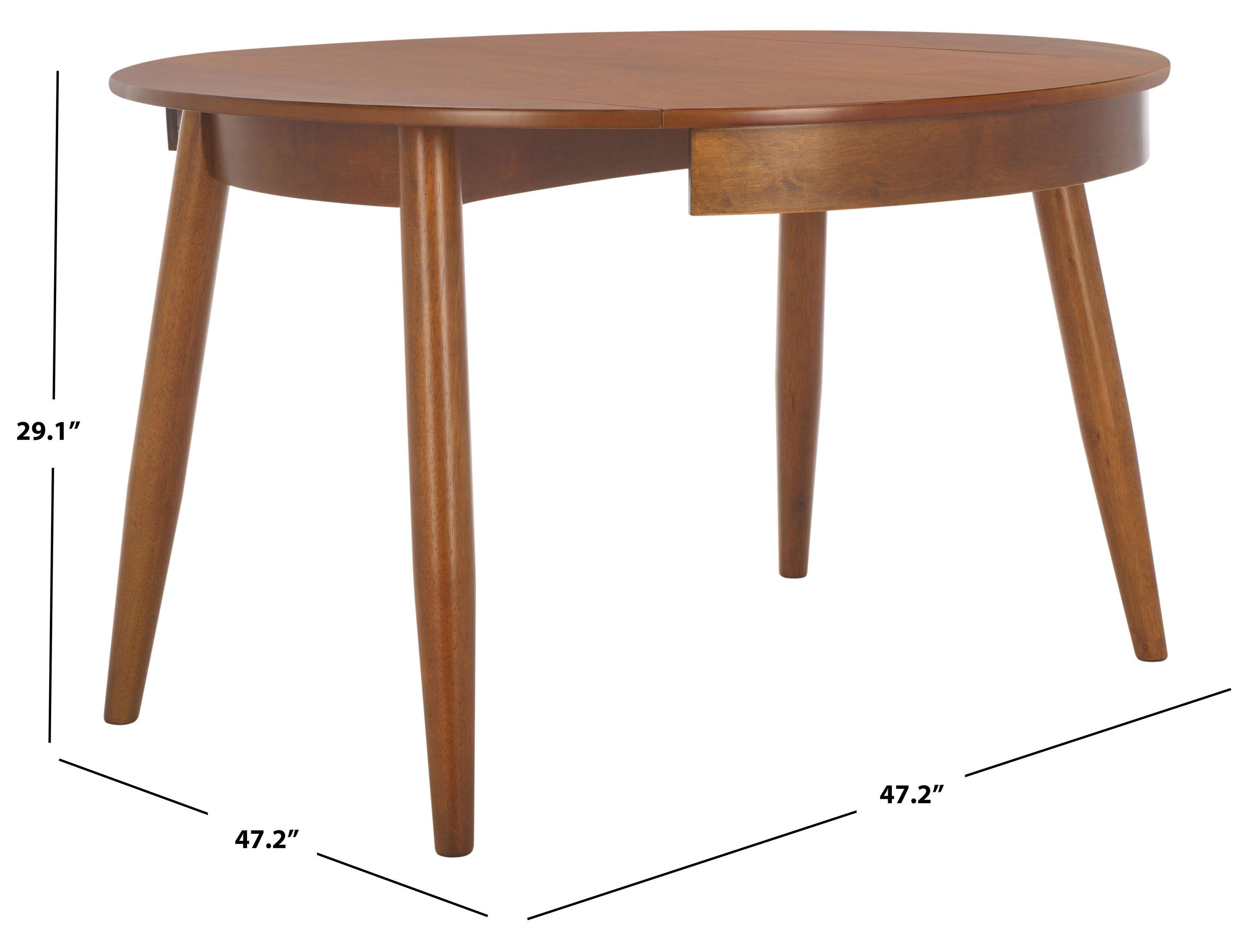 Medium Walnut Round Extendable Rubberwood Dining Table