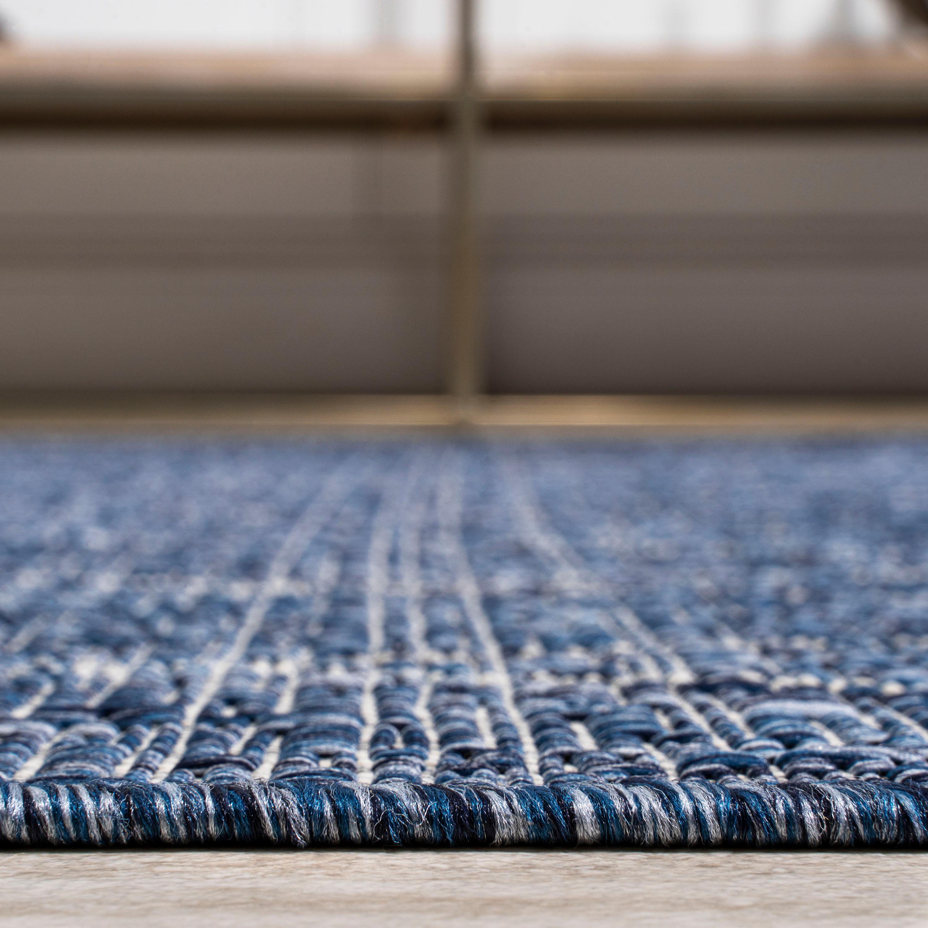 2'x8' Madaba Moroccan Trellis Indoor/Outdoor Runner Rug, Navy/Light Gray - JONATHAN Y