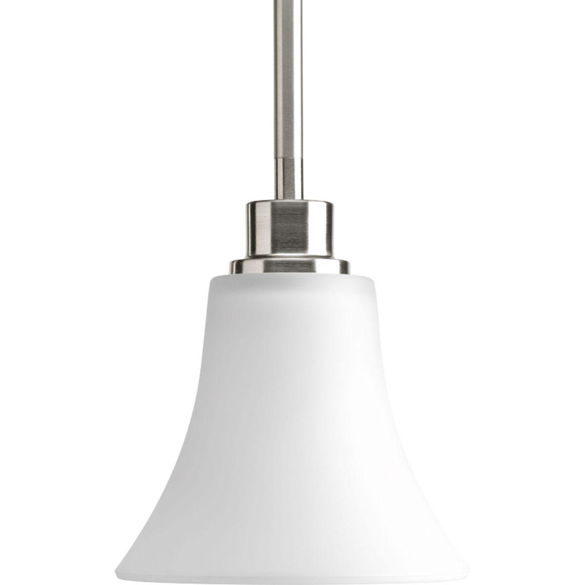 Progress Lighting Joy 1-Light Mini-Pendant, Brushed Nickel, Fluted Glass