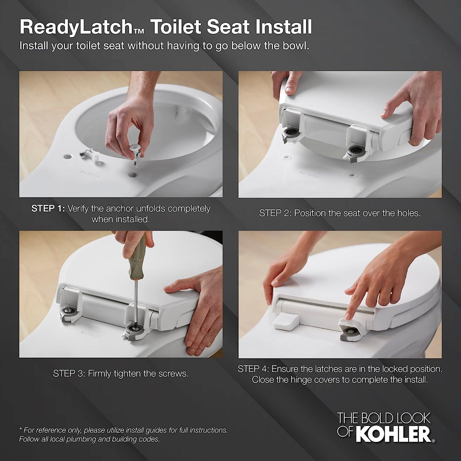 Kohler Cachet Round-Front Toilet Seat with Quiet-Close Lid and Seat and Grip-Tight Bumpers K-4639-RL-0