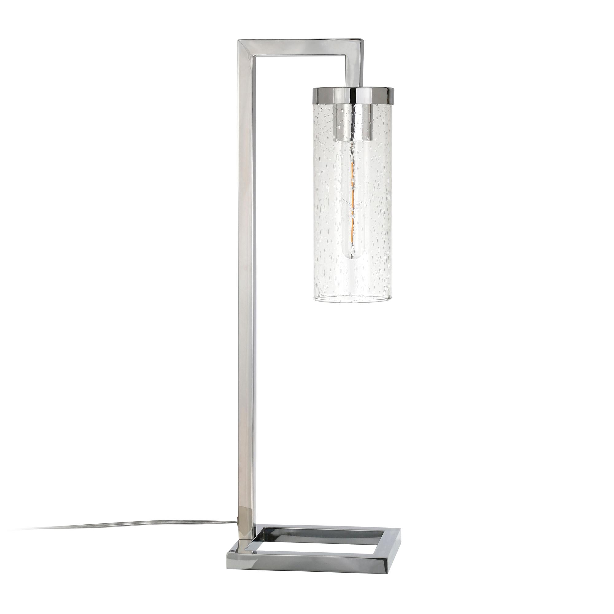 Evelyn&Zoe Modern Metal Table Lamp with Seeded Glass Shade