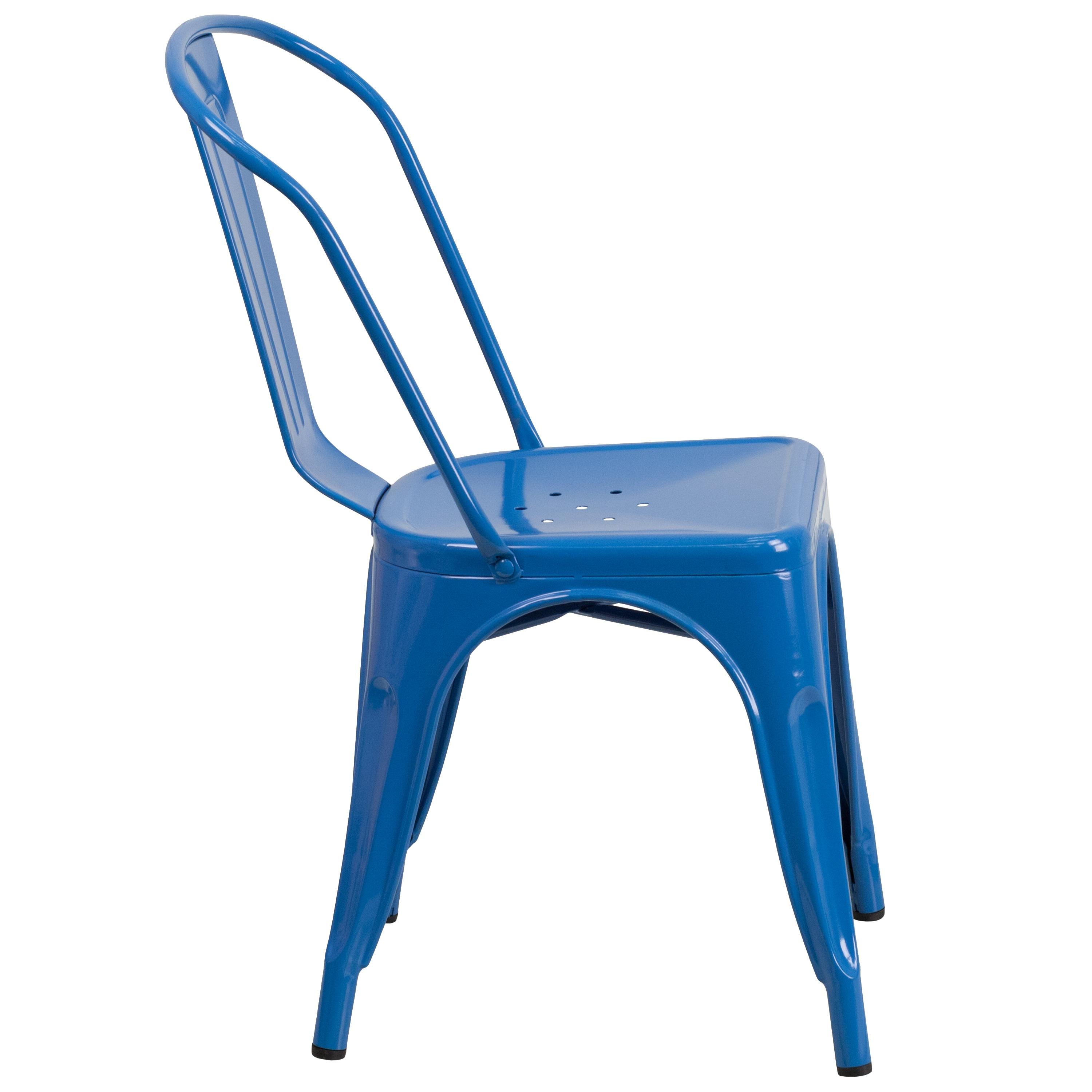 Flash Furniture Commercial Grade Blue Metal Indoor-Outdoor Stackable Chair