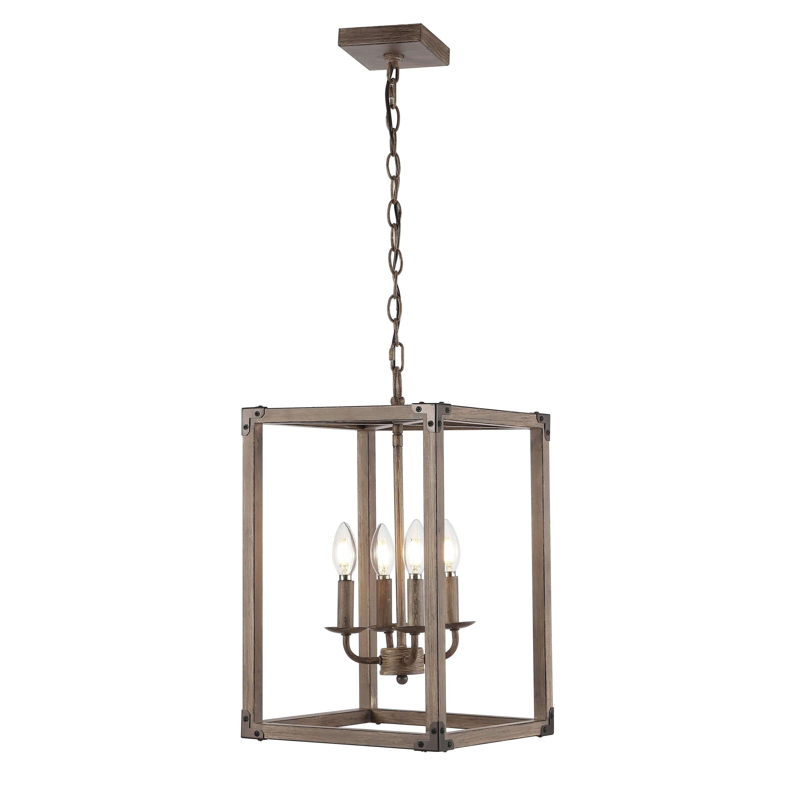 Magnolia 12.13" 4-Light Adjustable Iron Rustic Farmhouse LED Pendant, Brown