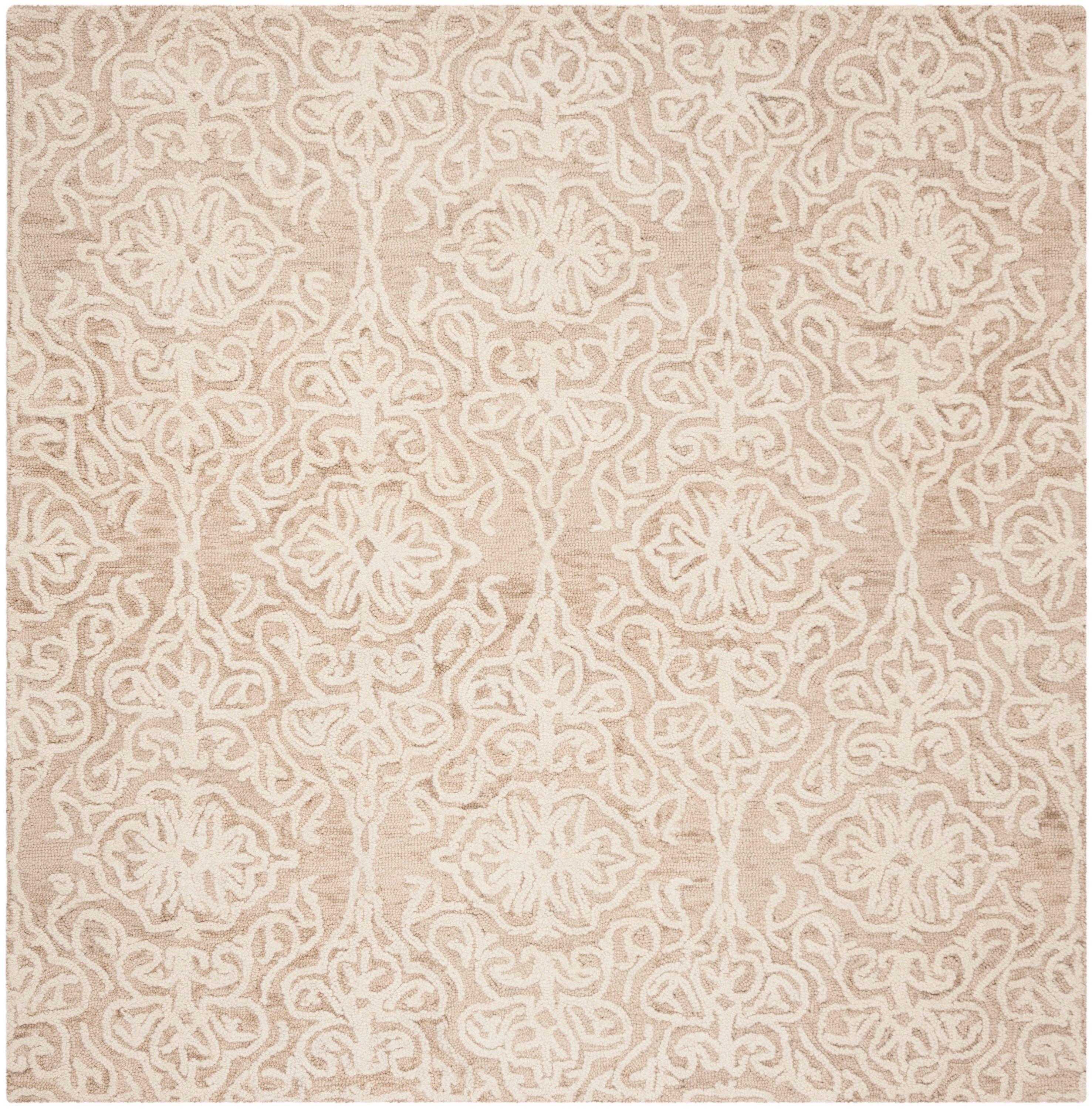 Blossom BLM112 Hand Tufted Indoor Area Rug - Beige/Ivory - 4'x4' - Safavieh