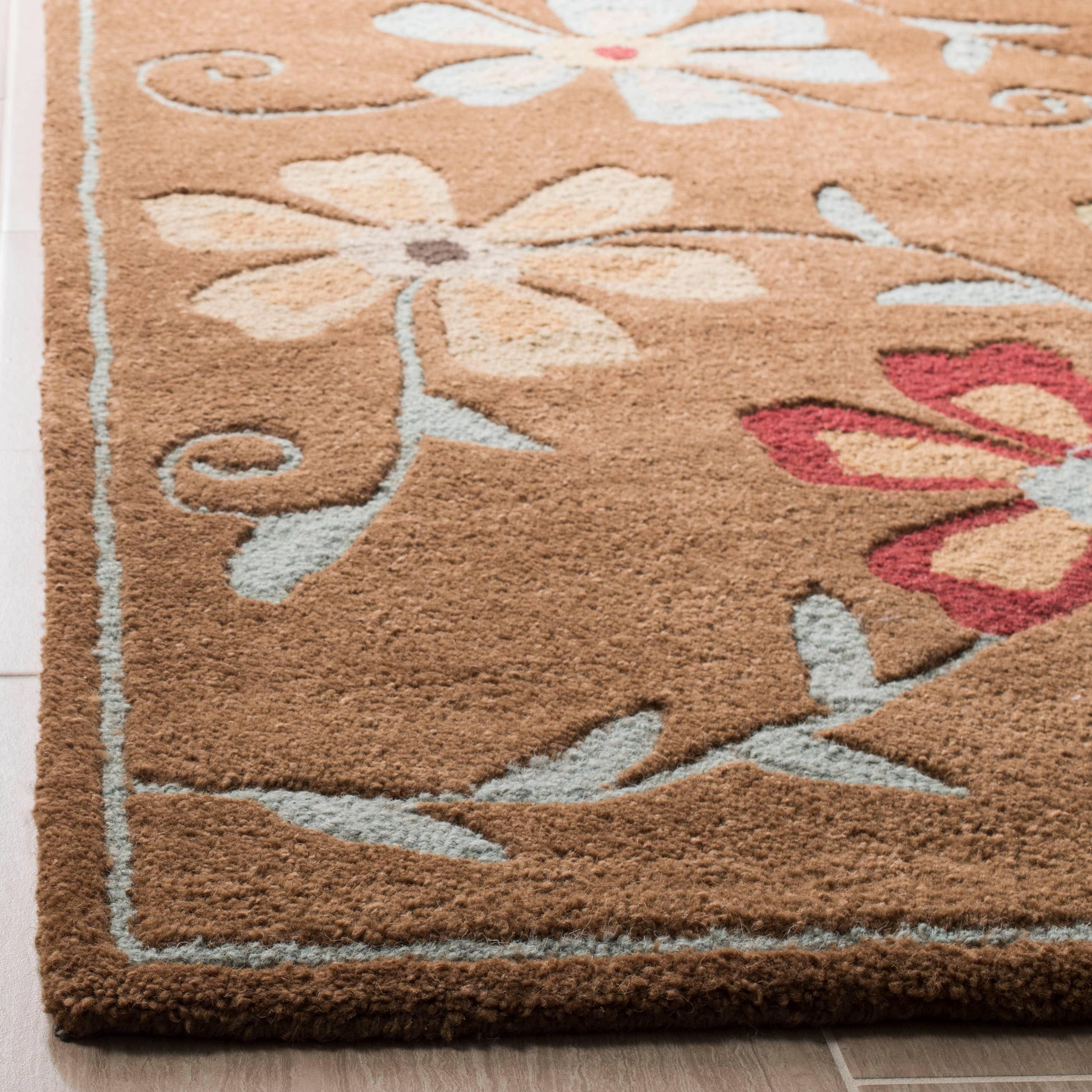 Blossom BLM784 Hand Hooked Area Rug - Camel/Multi - 8'x10' - Safavieh.