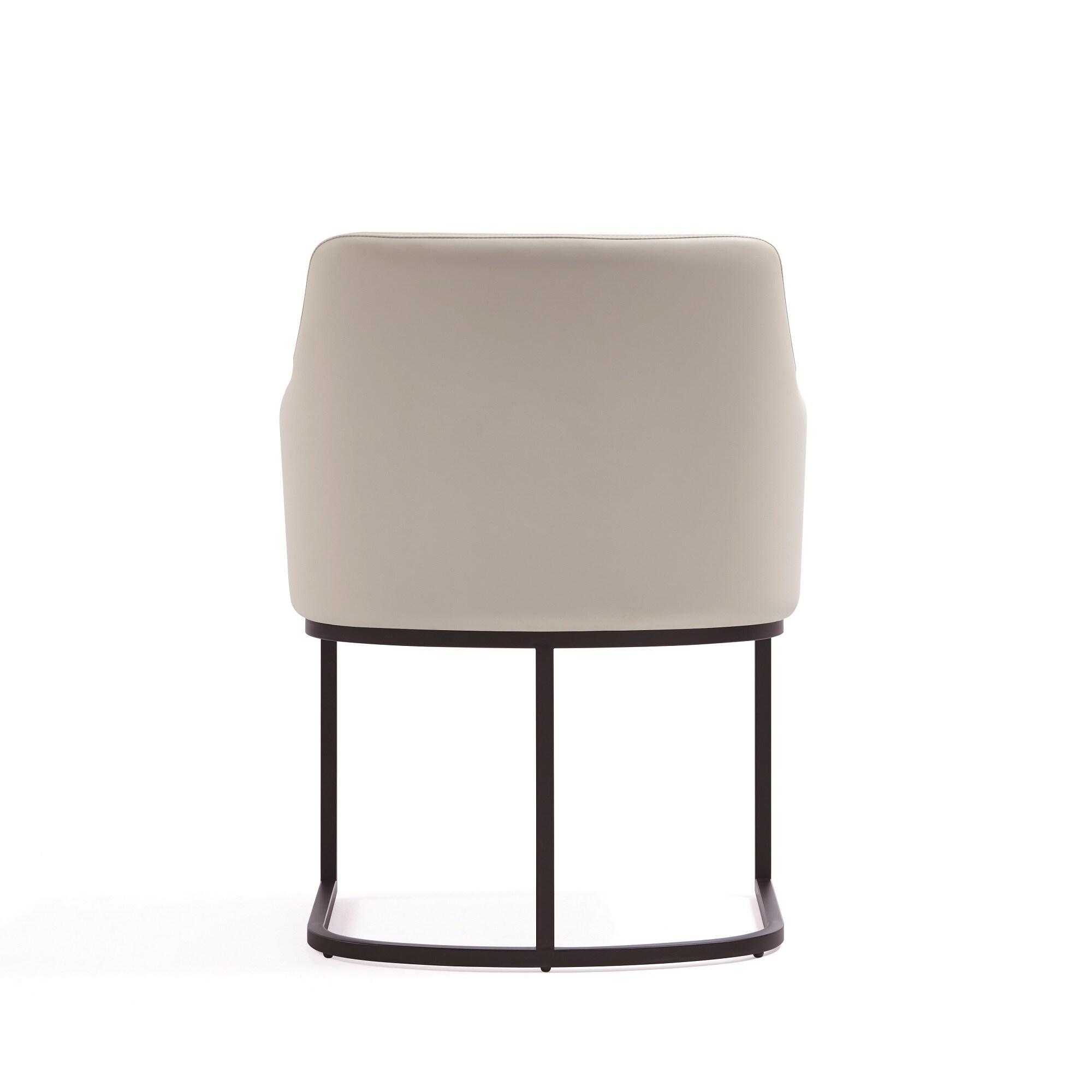 Set of 6 Serena Modern Leatherette Upholstered Dining Chair Set Cream - Manhattan Comfort: No Assembly, Steel Legs
