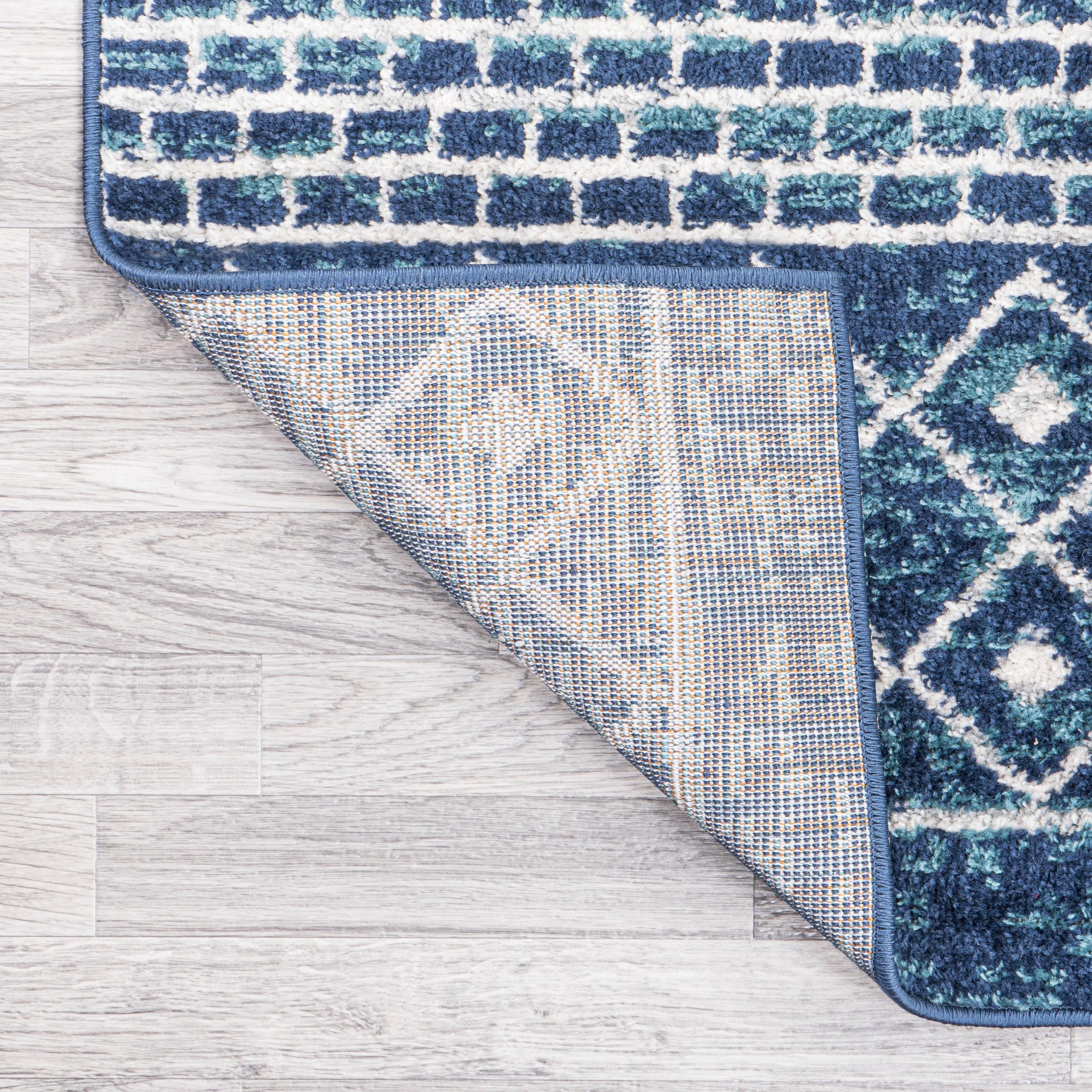 5' x 8' Arta Moroccan Vintage Geometric Rug Area Rug, Navy/Cream - JONATHAN Y