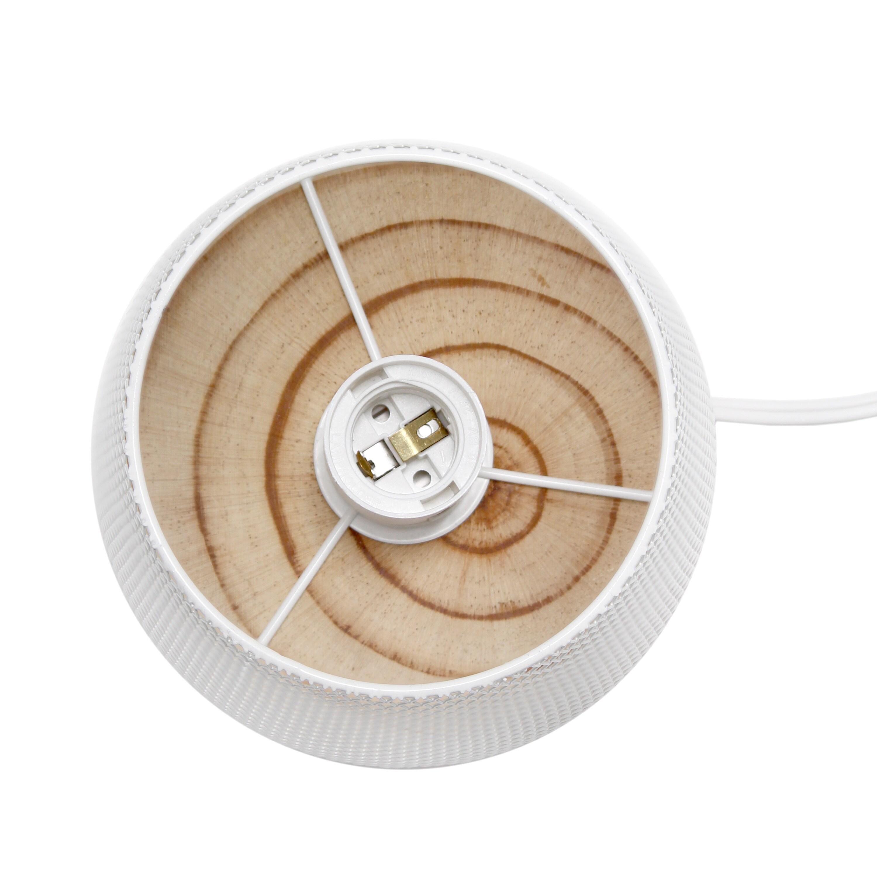 Simple Designs Wired Mesh Uplight Table Lamp White: Modern Cylinder Shade, ETL Listed, No Assembly Required