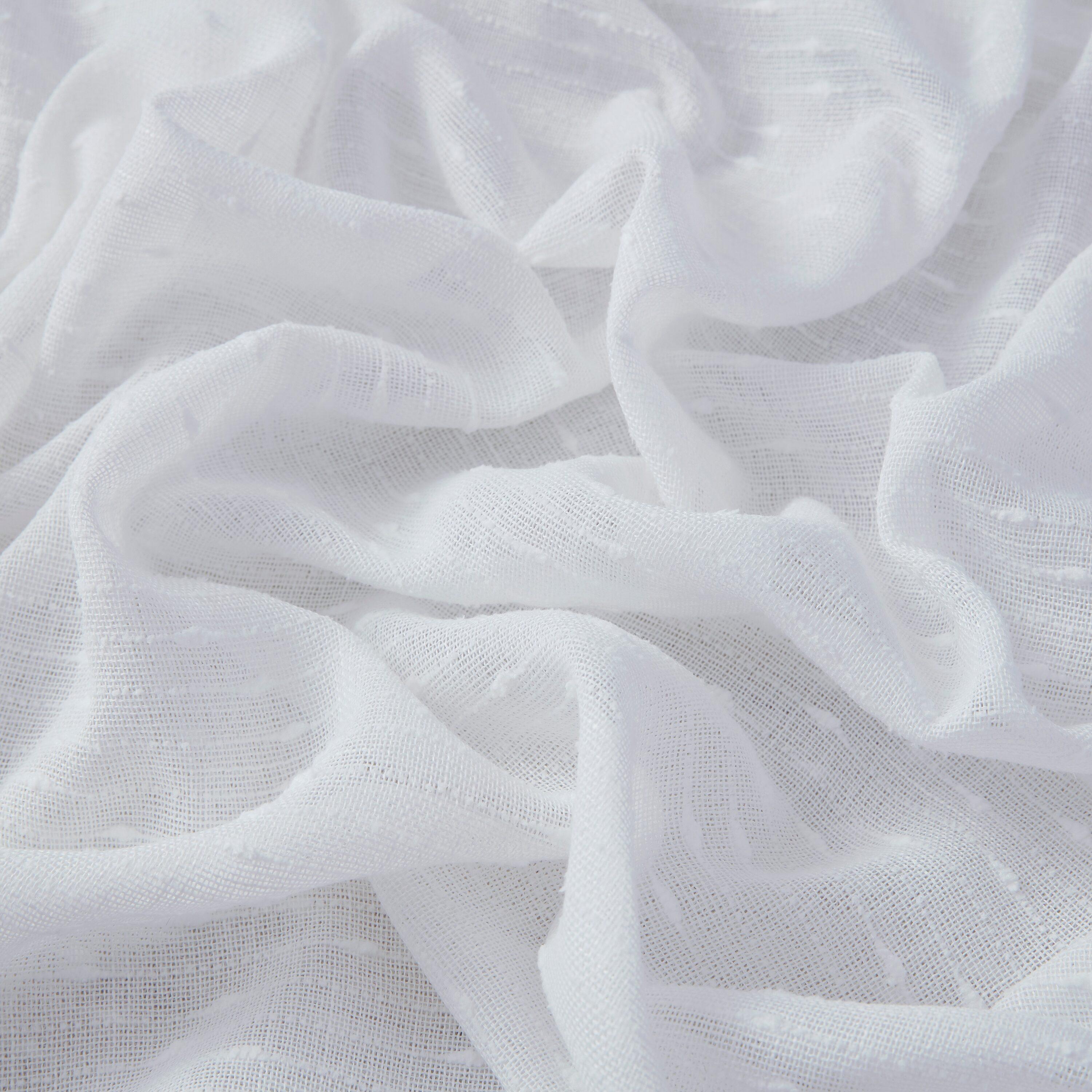 HLC.ME Emily Faux Linen Semi Sheer Light Filtering Back Tab Pocket Lightweight Window Curtains Drapery, 2 Panels - White, 54 W x 84 L