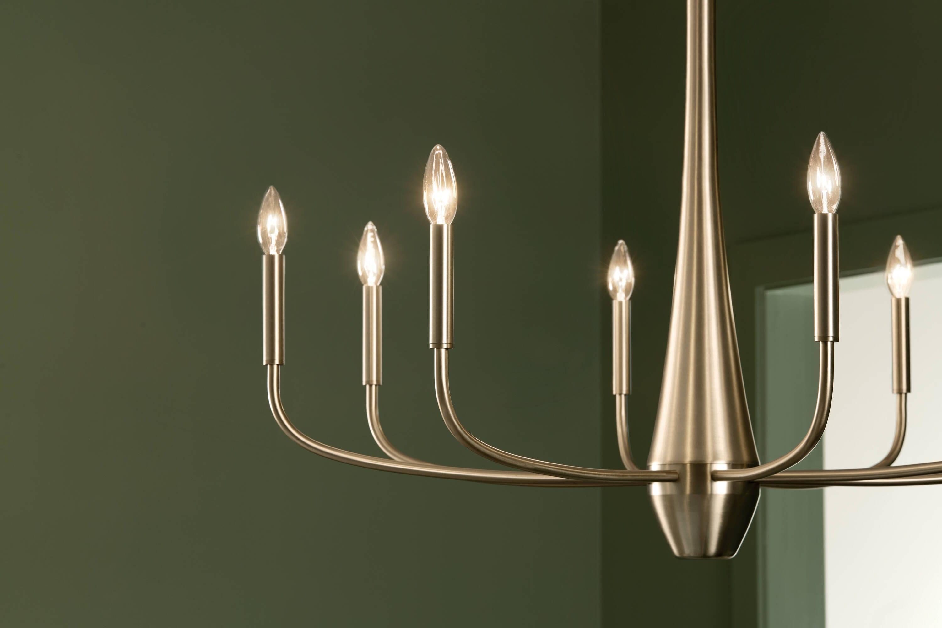 Kichler Deela 8-Light Chandelier, Modern Light in Champagne Bronze, Sloped Ceiling Compatible, for Over Long Oval Dining Room Table (41" x 18.5" x 27"), 52528CPZ