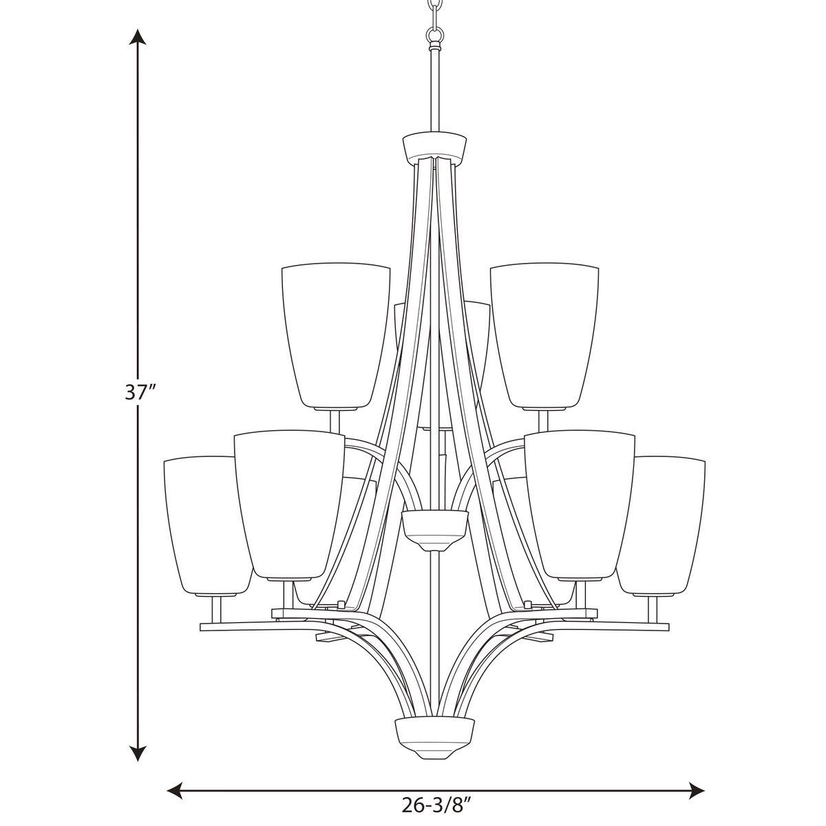 Progress Lighting Leap 9-Light Two-Tier Chandelier, Brushed Nickel, Glass Shades