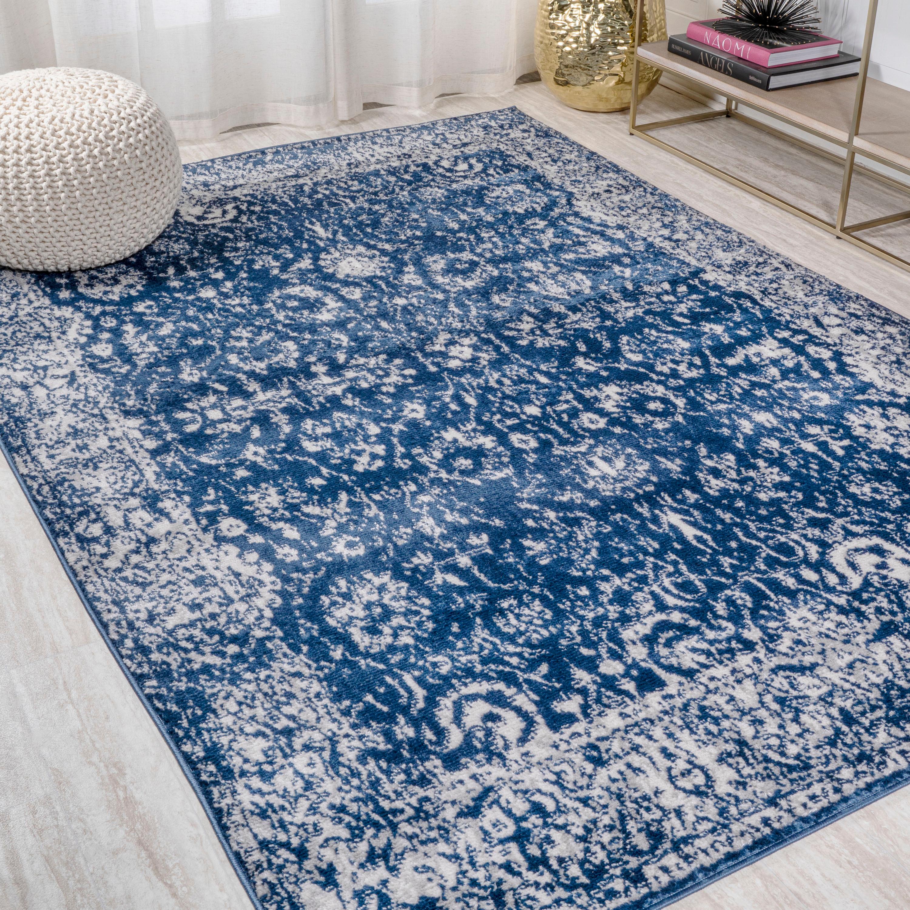 3'x5' Soleiman Modern Persian Area Rug, Navy - JONATHAN Y