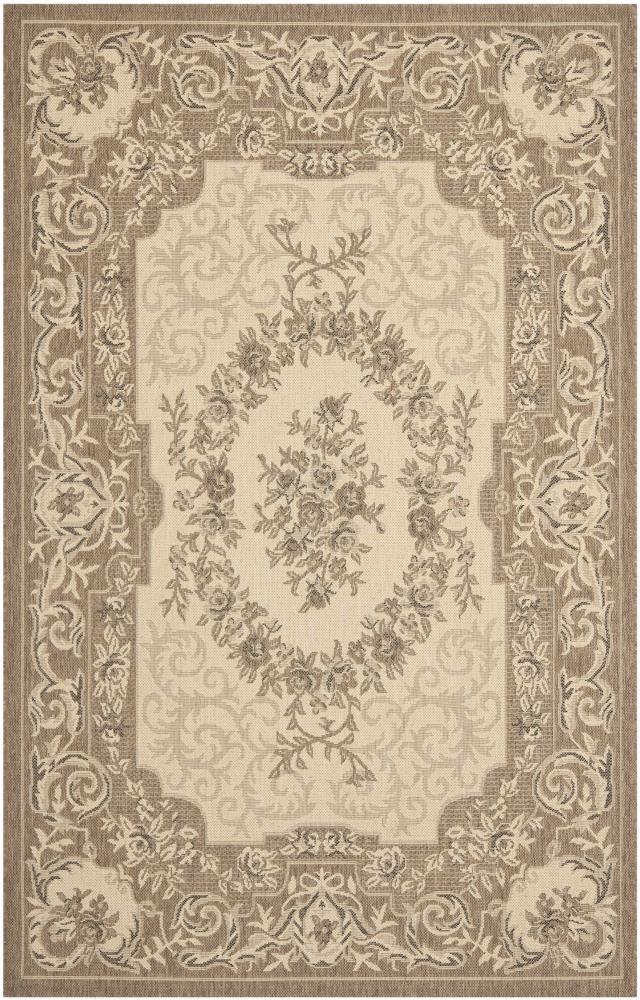 Courtyard CY7208 Power Loomed Indoor/Outdoor Area Rug - Creme/Brown - 6'7"x9'6" - Safavieh.