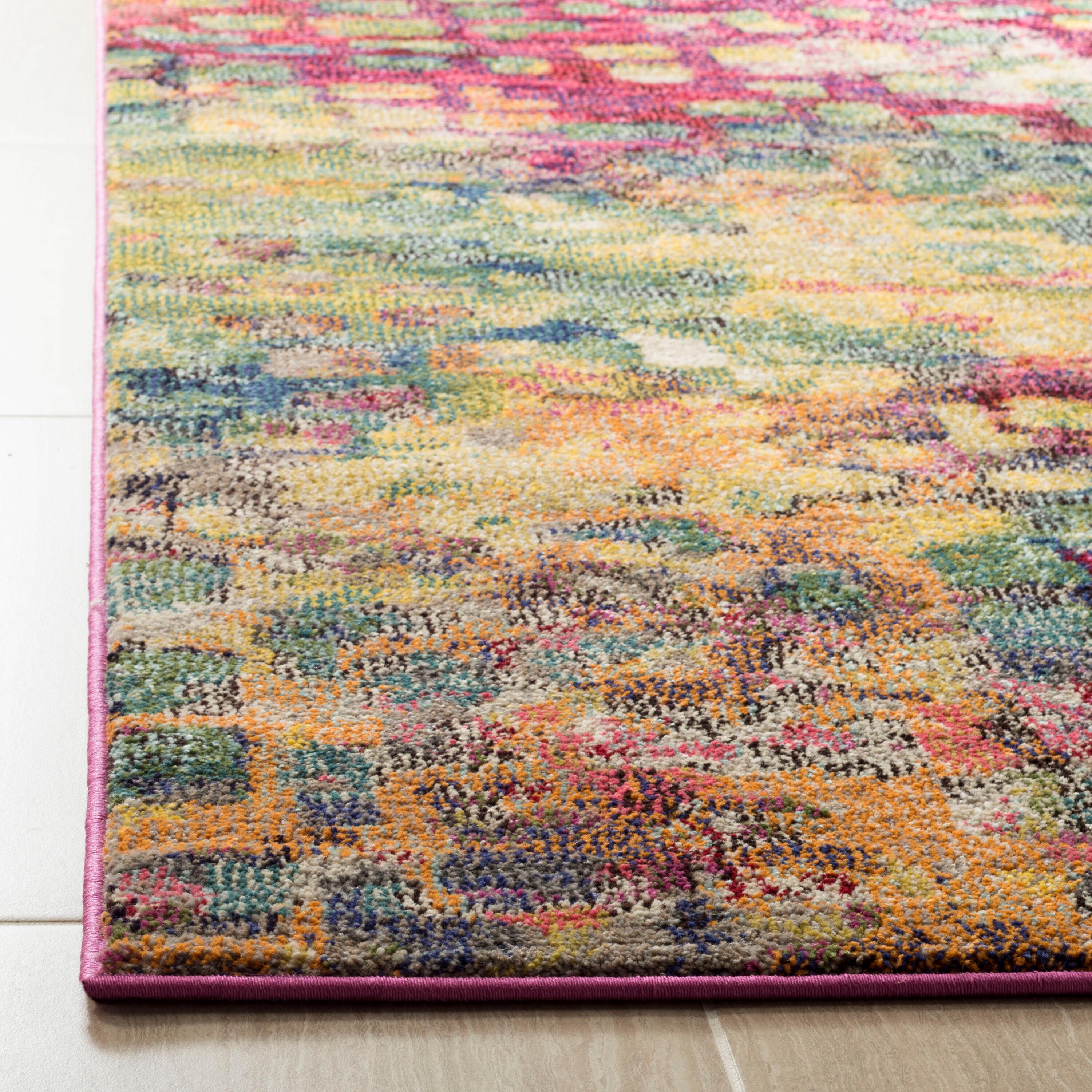 Monaco MNC225 Power Loomed Indoor Runner Rug - Pink/Multi - 2'2"x10' - Safavieh
