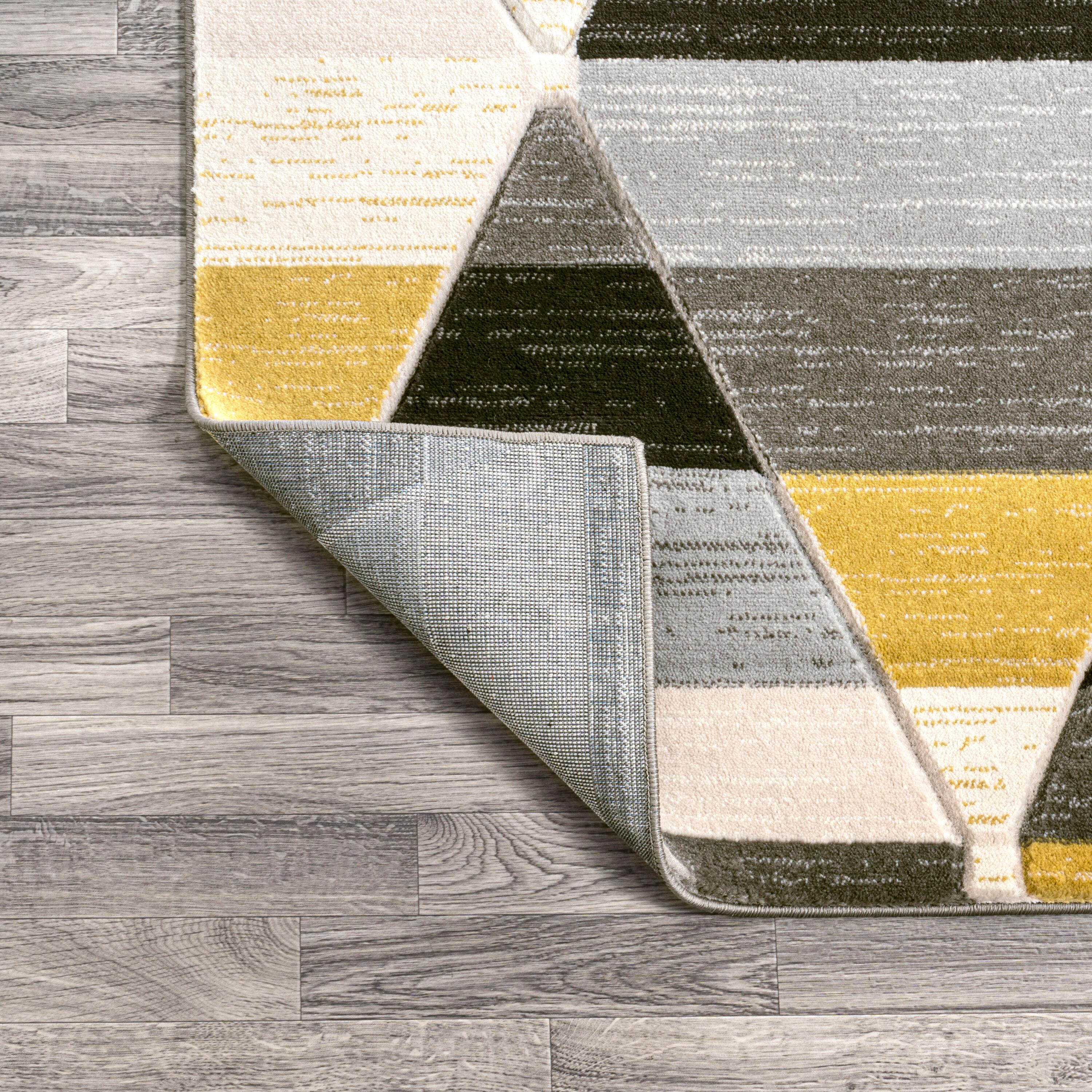 8'x10' Kehoe Retro Diamonds Geometric, Yellow/Gray/Cream - JONATHAN Y