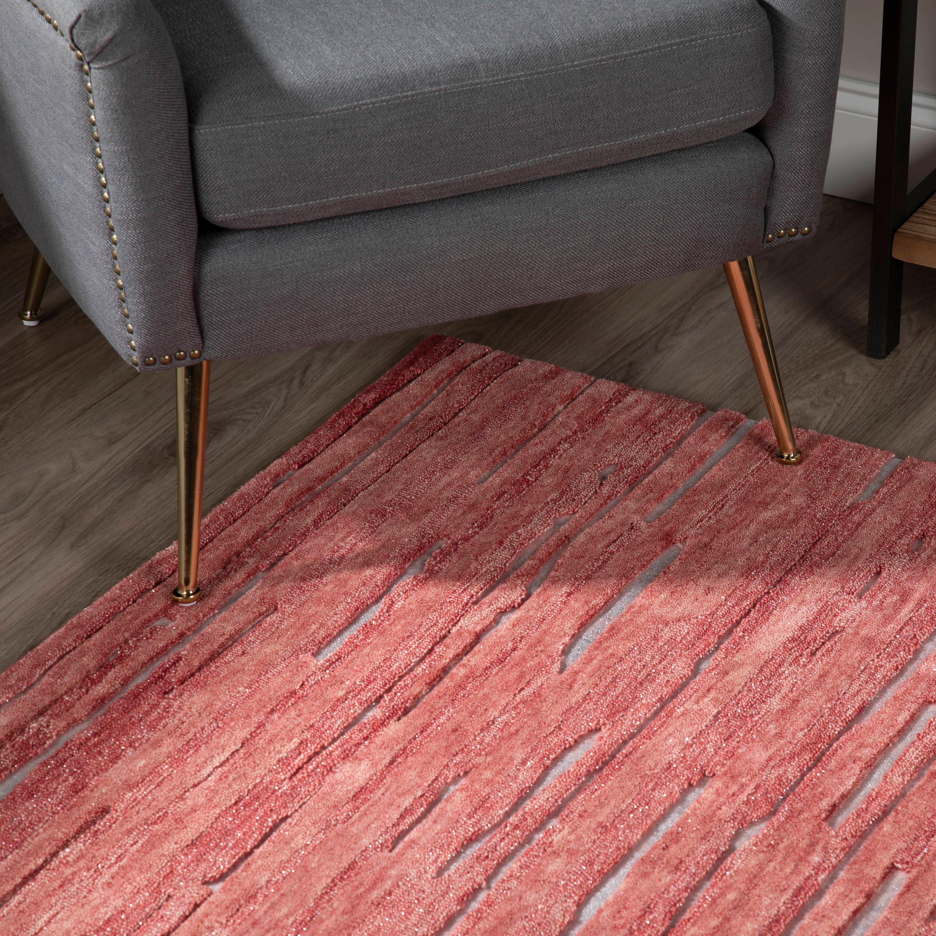 Addison Rugs Addison Dazzle Modern Hand Spun Wool and Metallic Area Rug Sangria 5'X7'6" 5' x 8'