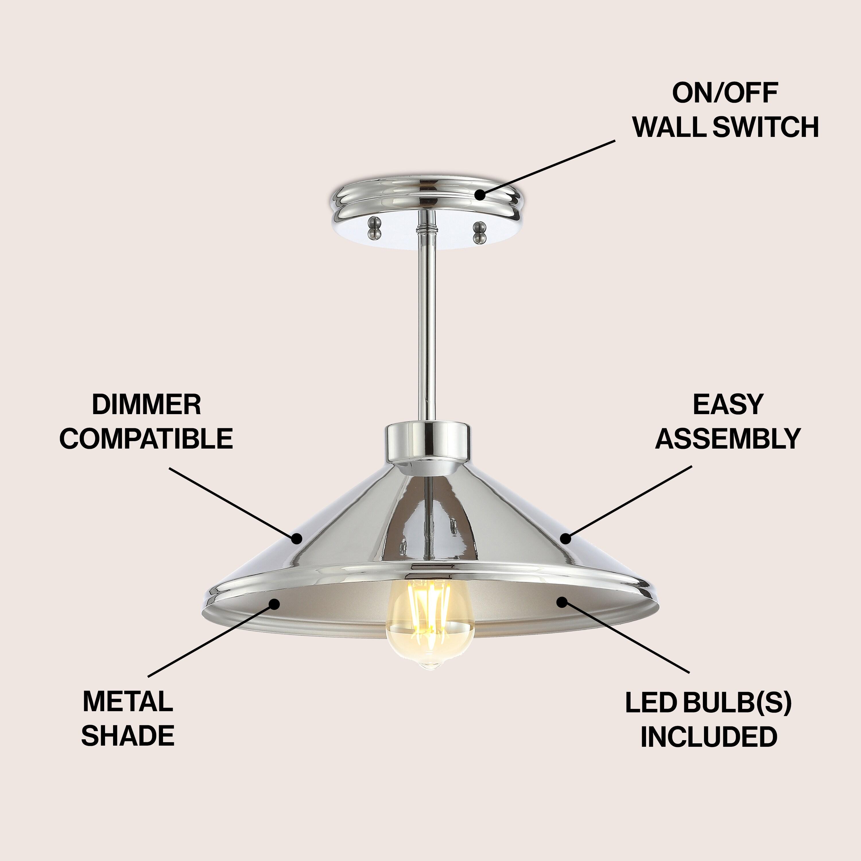 Cisco 11.75" Iron Modern Farmhouse LED Semi Flush Mount, Chrome