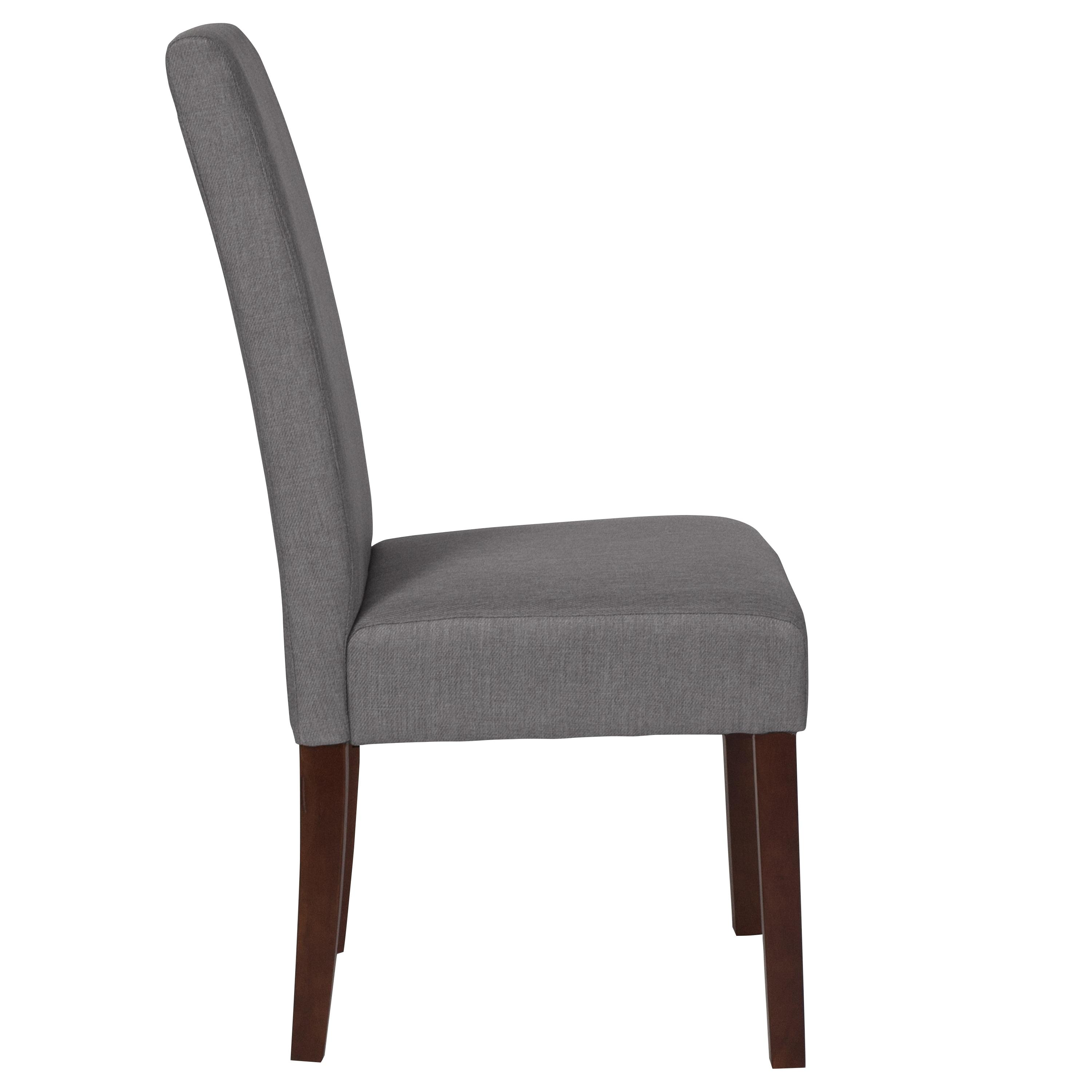 Flash Furniture Greenwich Series Light Gray Fabric Upholstered Panel Back Mid-Century Parsons Dining Chair