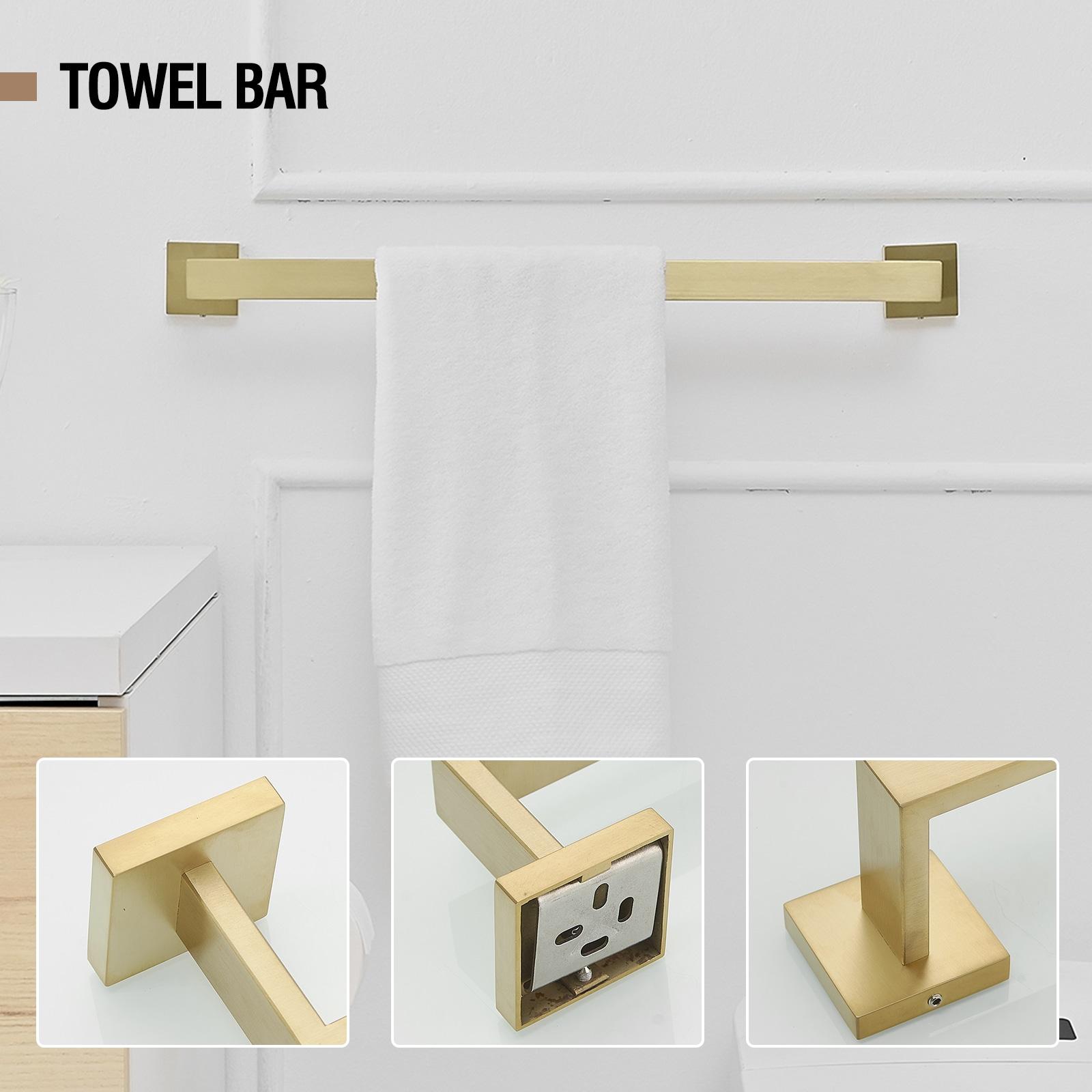 5-Piece Bath Hardware Set with Towel Bar,Included 2 Towel Hook,Toilet Paper Holder and Towel Ring in Brushed Gold