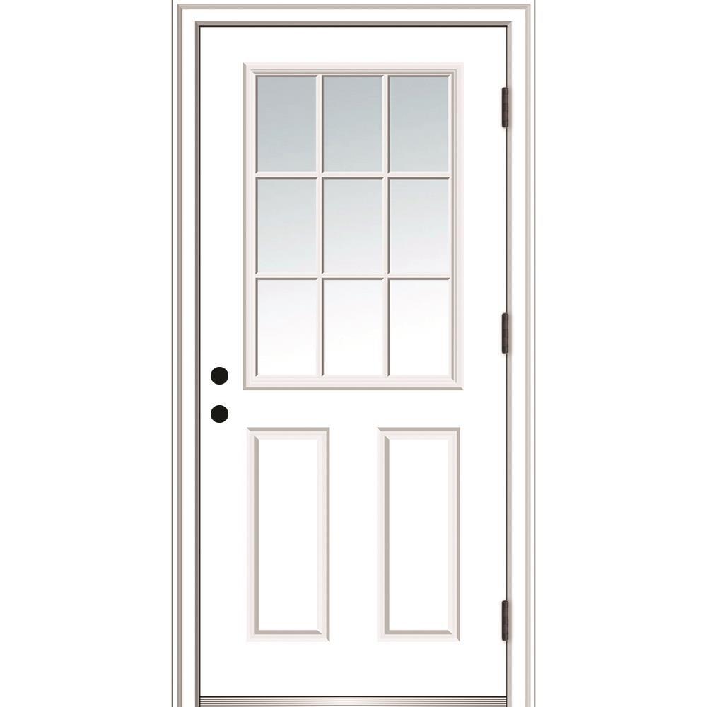 MMI DOOR Clear Glass Smooth Primed Fiberglass Prehung Front Entry Door | Wayfair