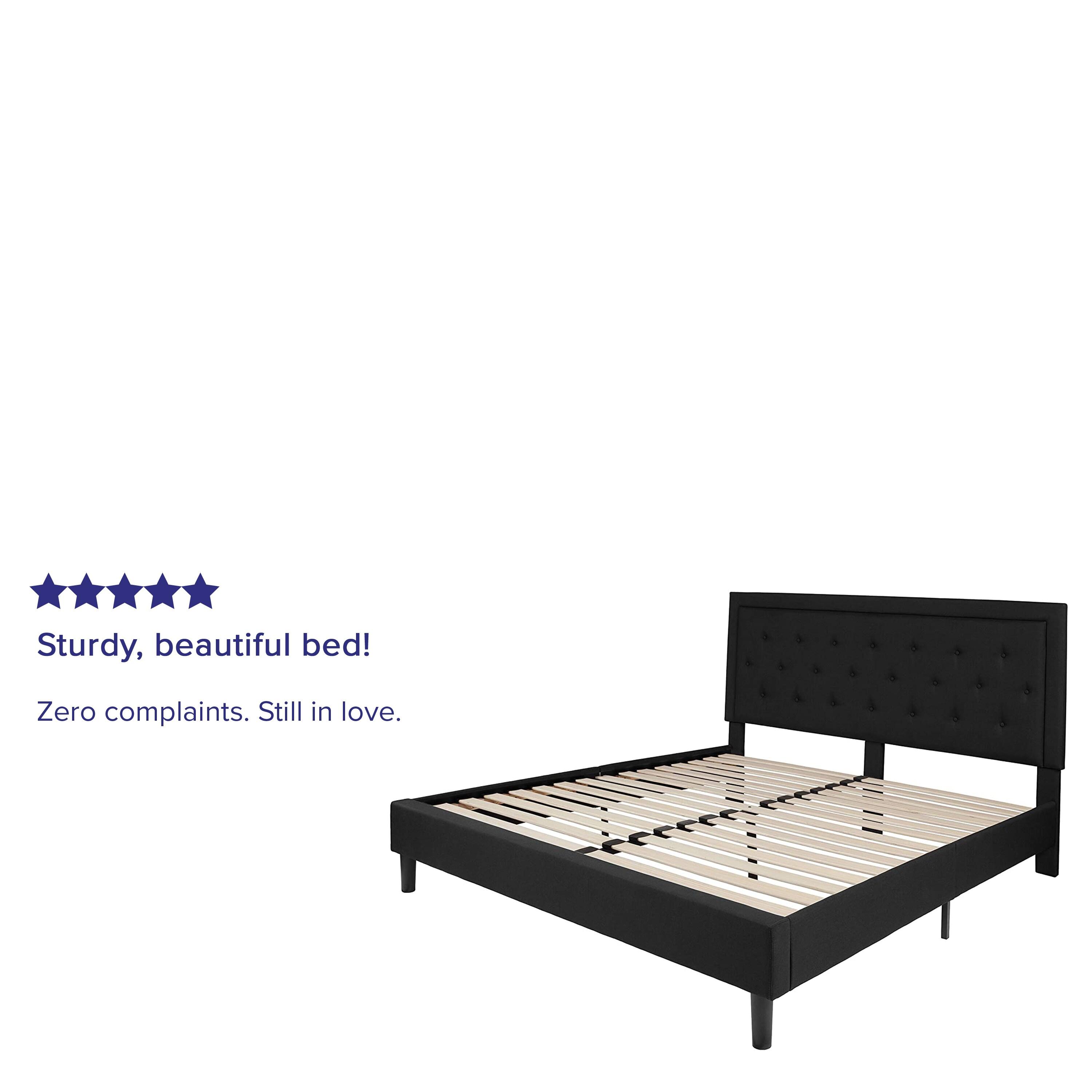 Lark Manor™ Aluino Panel Button Tufted Upholstered Platform Bed Frame - No Box Spring Required