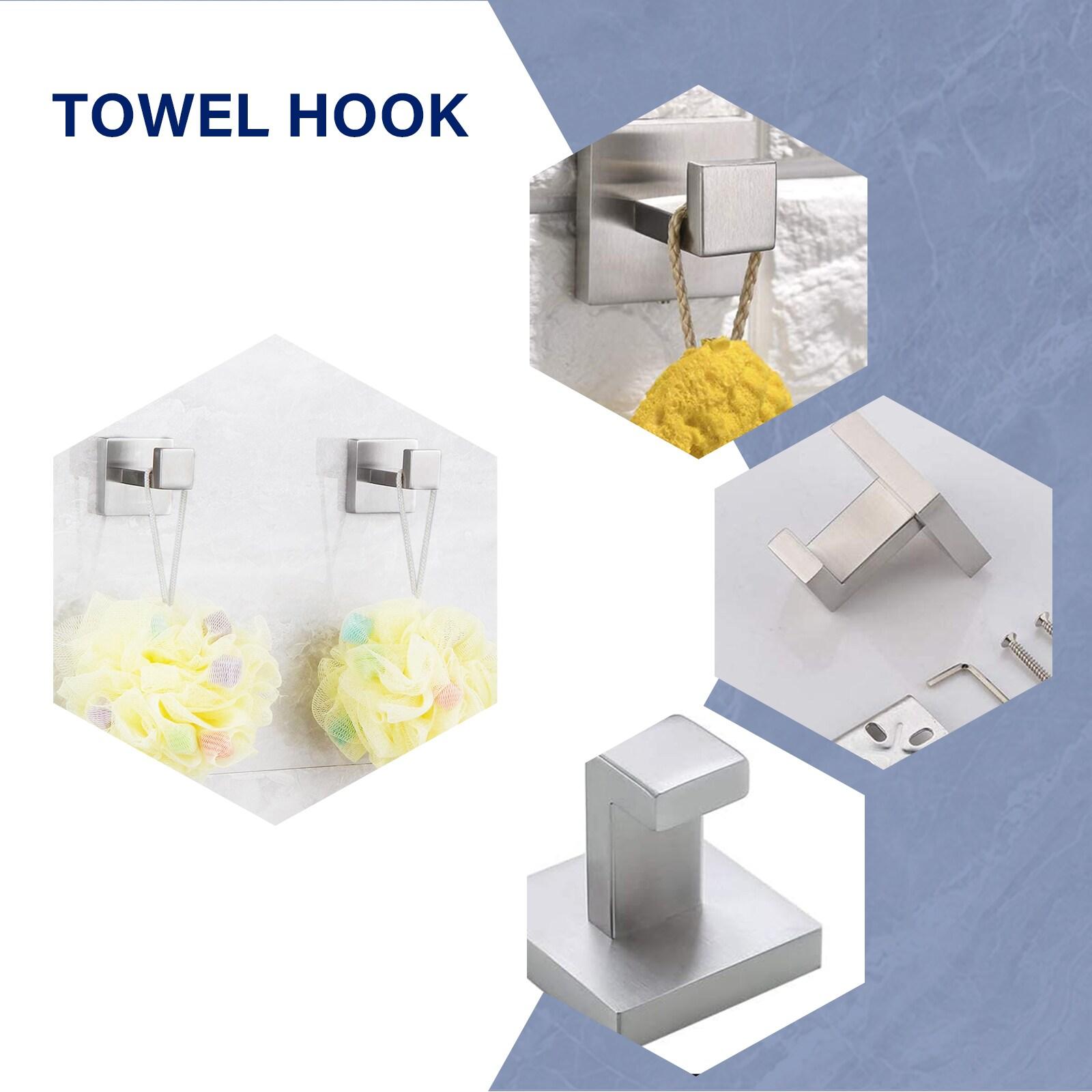 BWE 4-Piece Bath Hardware Set with Towel Bar Hand Towel Holder Toilet Paper Holder Towel Hook Square