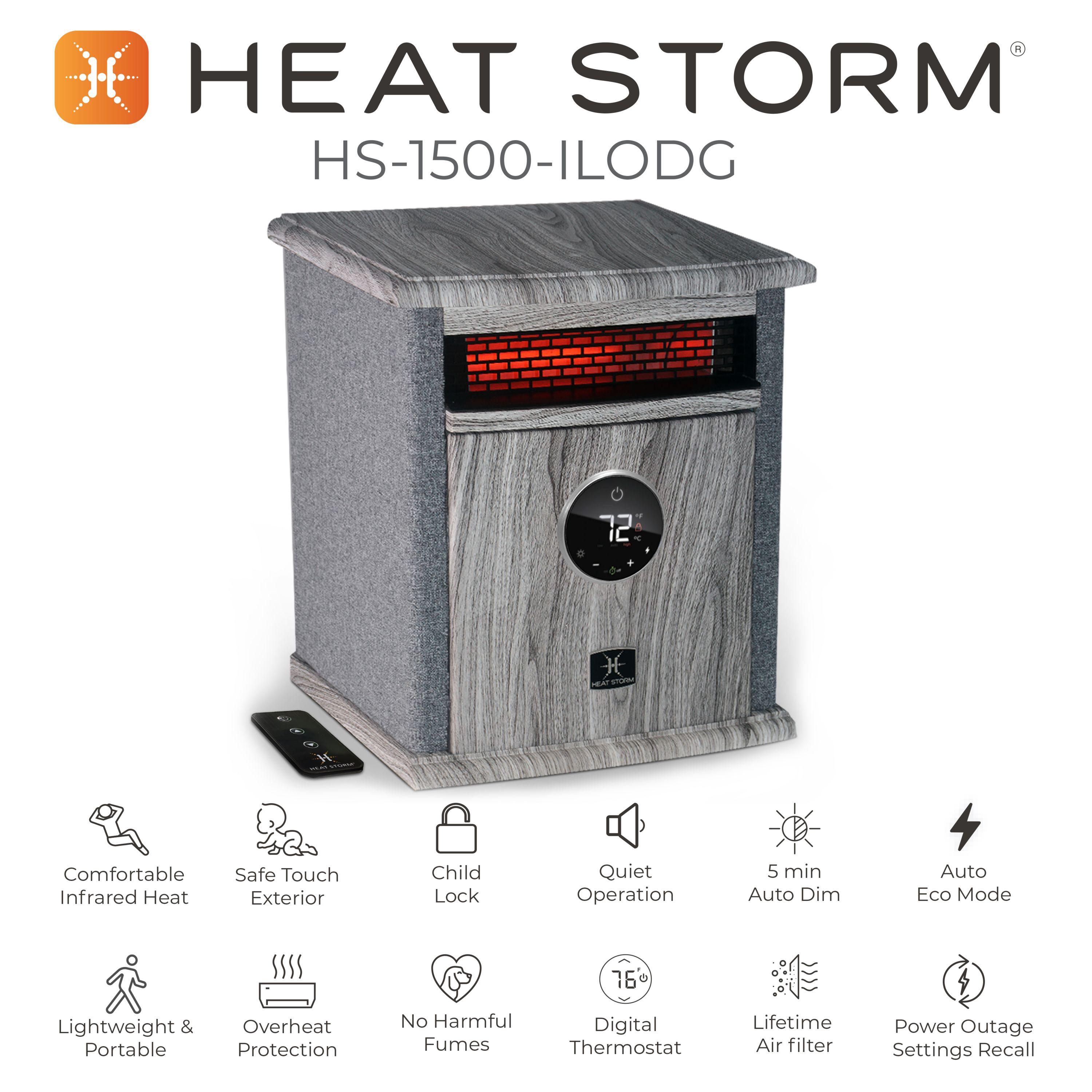 Heat Storm Heat Storm 1500 Watt 5200 BTU Electric High Efficiency Cabinet Space Heater with Adjustable Thermostat , Remote Included and with Digital Display
