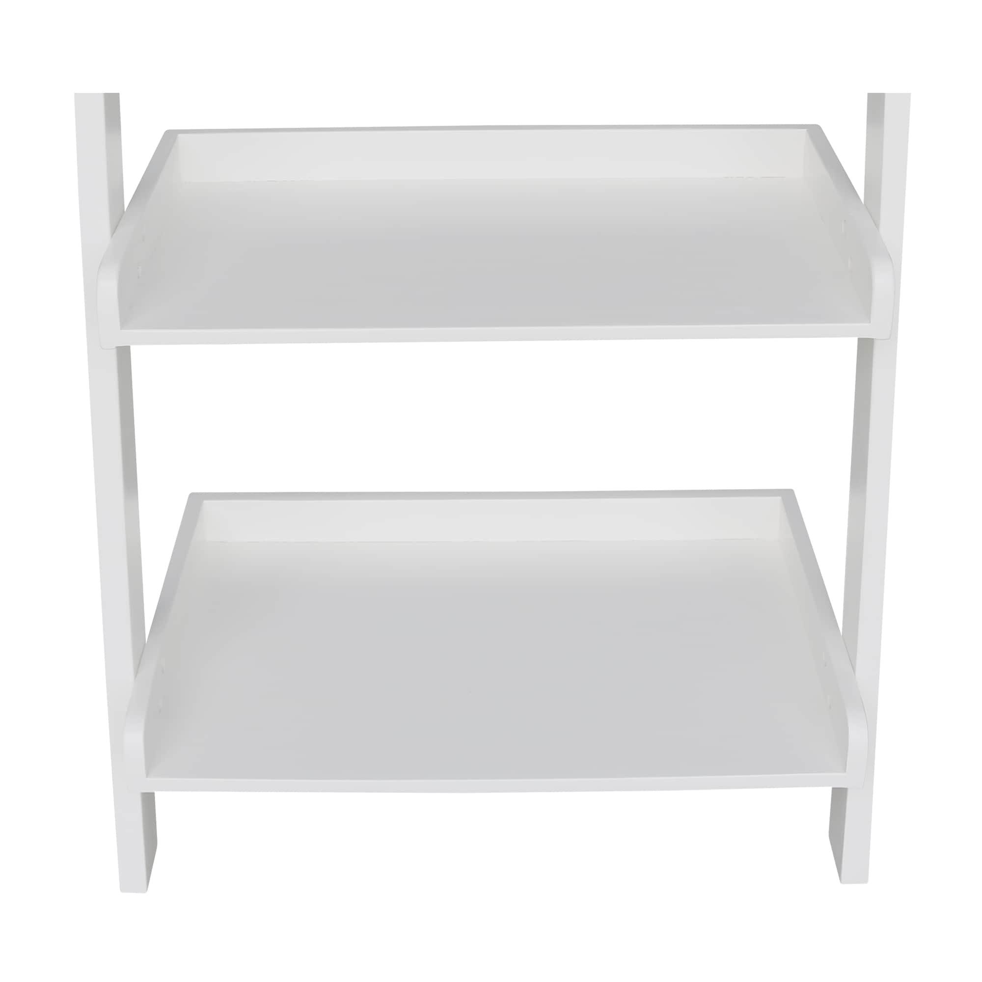 75.5" 5 Tier Solid Wood Leaning Bookshelf White - International Concepts