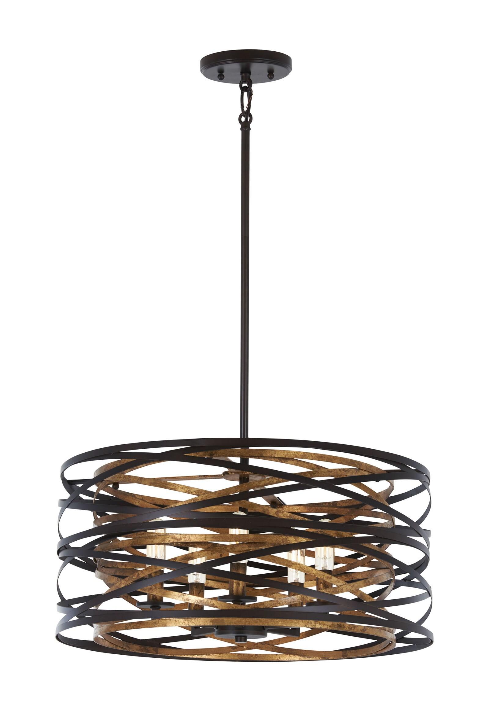 Minka Lavery Vortic Flow 20" Wide Dark Bronze and Mosaic Gold 5-Light Pendant
