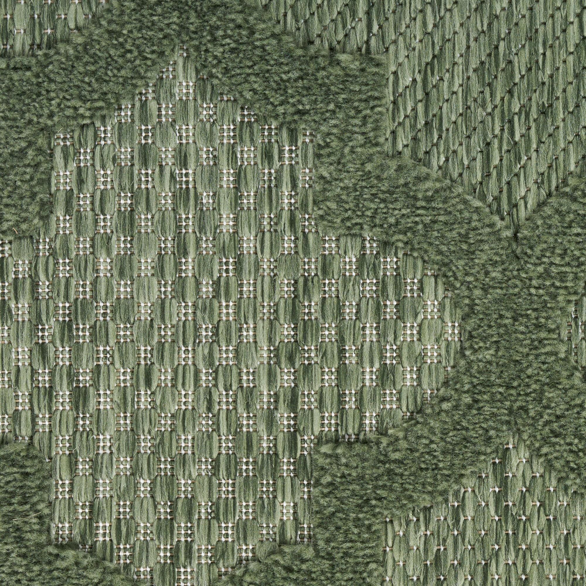 Nourison Easy Care 2'2" x 7'6 Green Modern Flatweave Indoor/Outdoor Rug