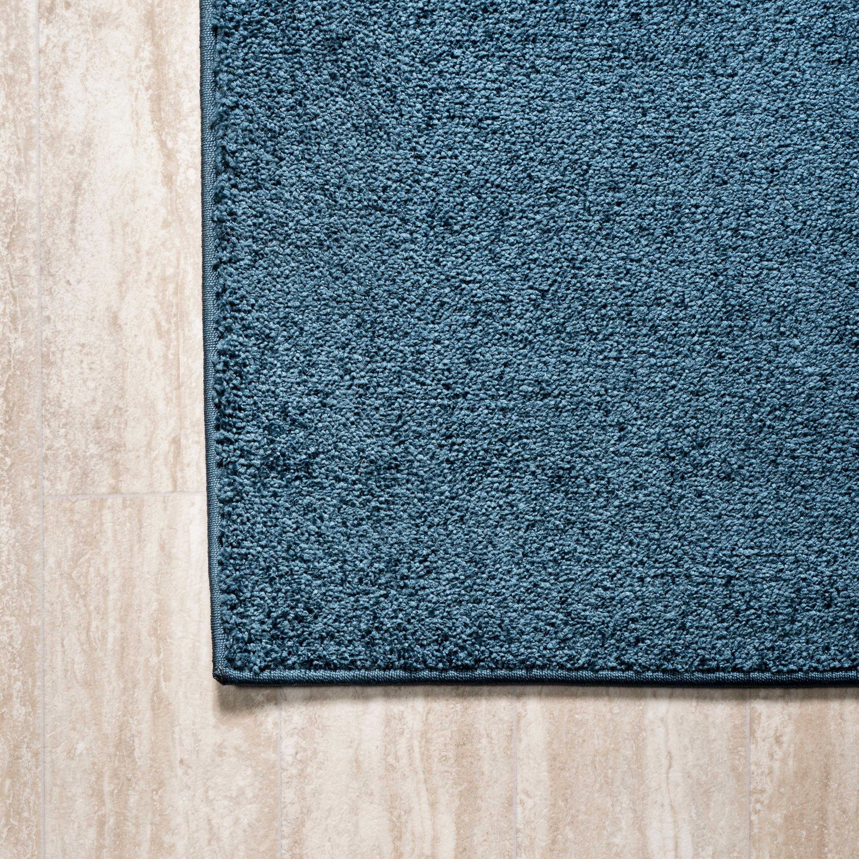 8'x10' Haze Solid Low-Pile Area Rug, Navy - JONATHAN Y