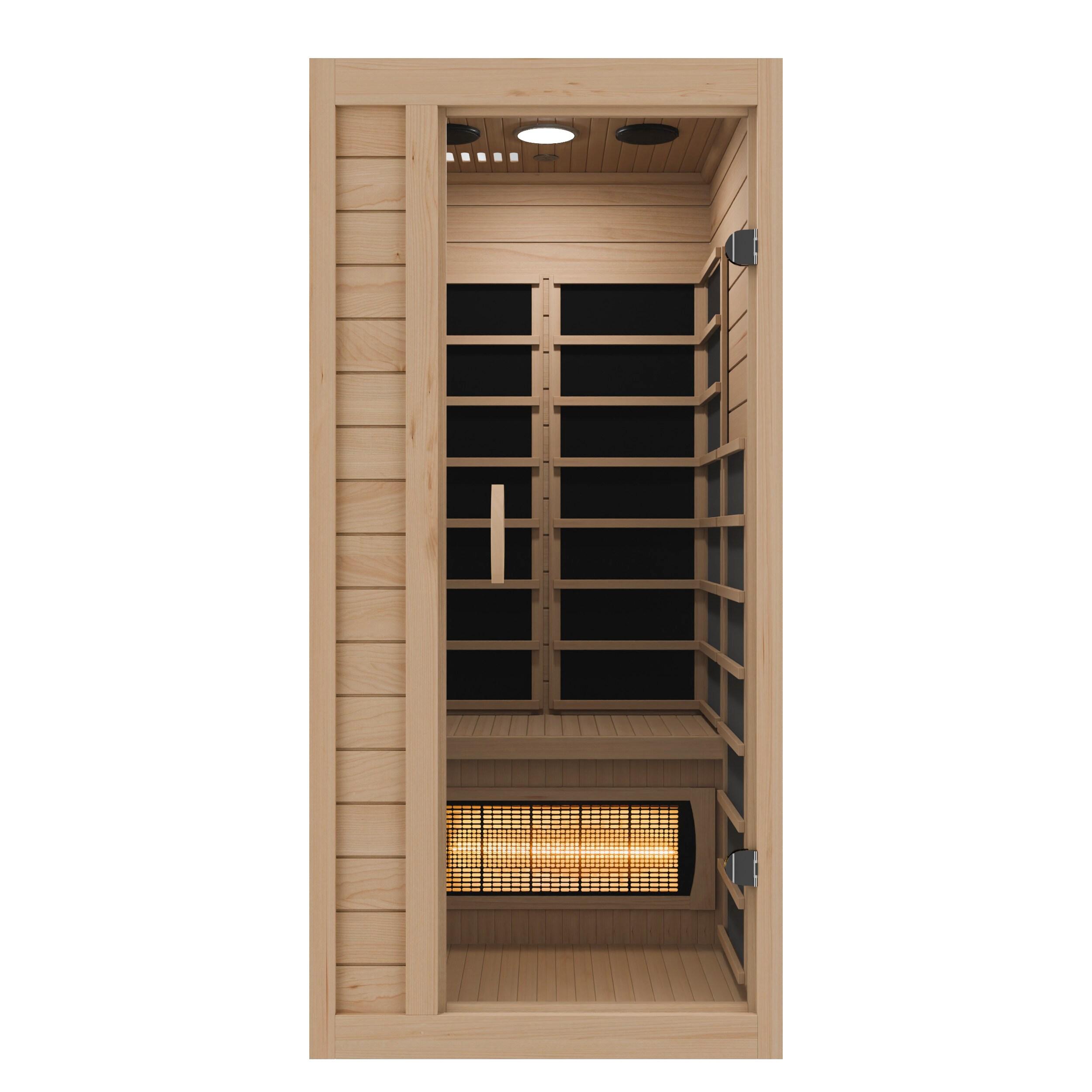 Steam Spa 1 Person Indoor Sauna Room: Hemlock Wooden Spa With Bluetooth Speaker, FM, And Touch Control Panel
