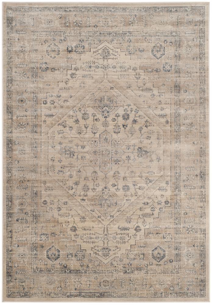 Vintage VTG123 Power Loomed Area Rug - Stone/Blue - 4'x5'7" - Safavieh.