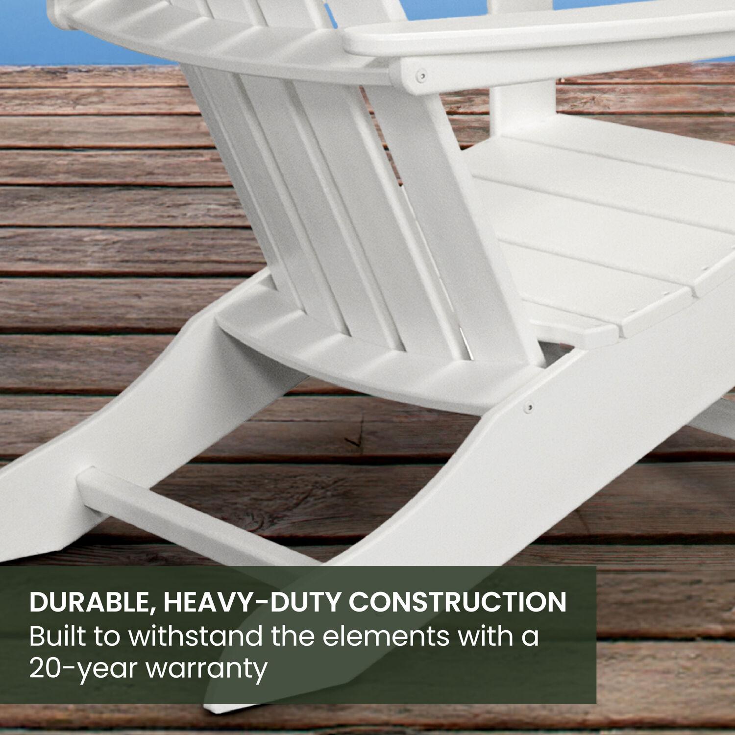 Hanover Outdoor Furniture All-Weather Contoured Adirondack Chair, White