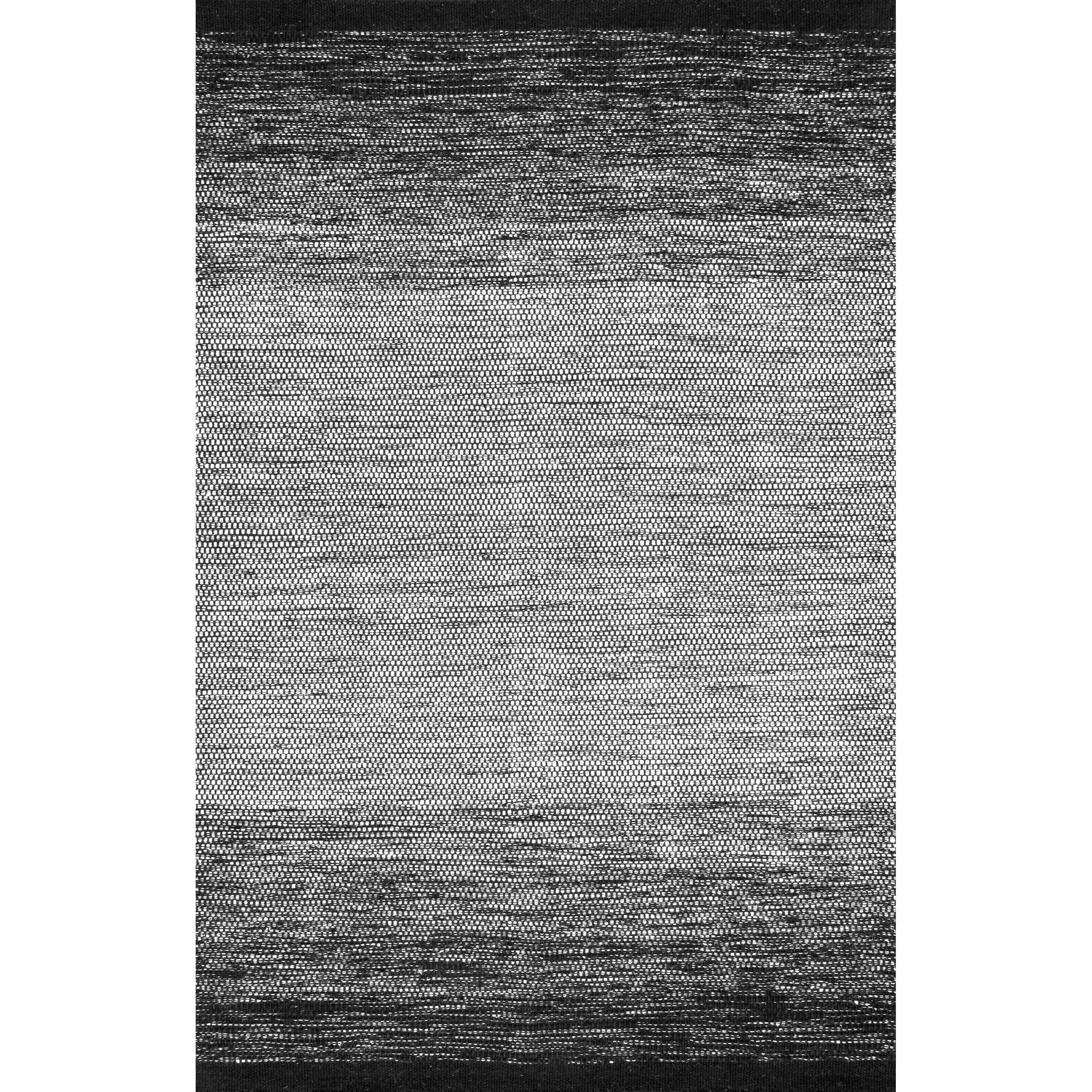 Nuloom Desantis Striped 6x9 Wool Indoor Area Rug for Living Room Bedroom Dining Room Kitchen, Black and White/Blue