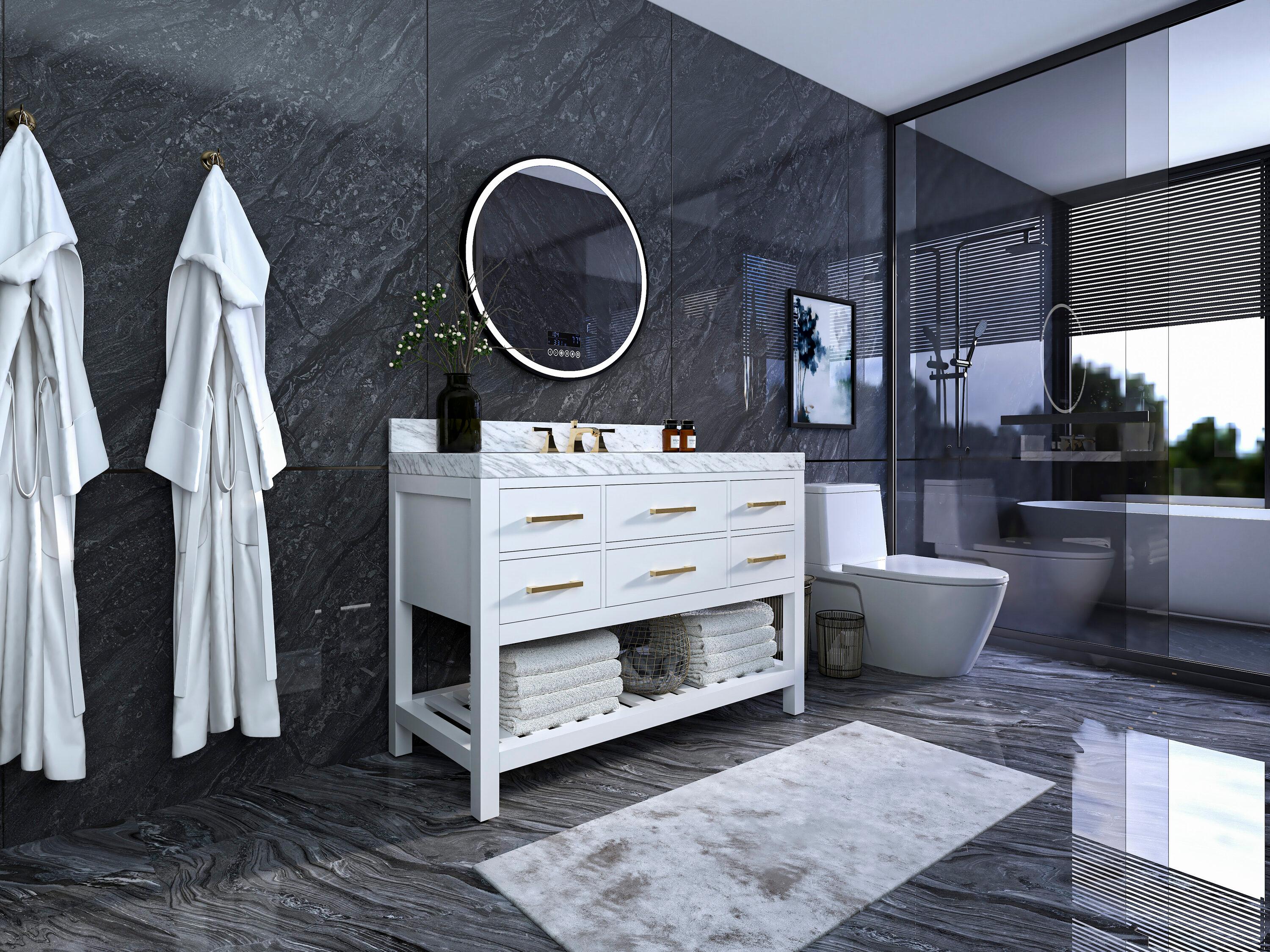 Ancerre Designs Elizabeth 48" Bathroom Vanity Set with Gold Hardware in White