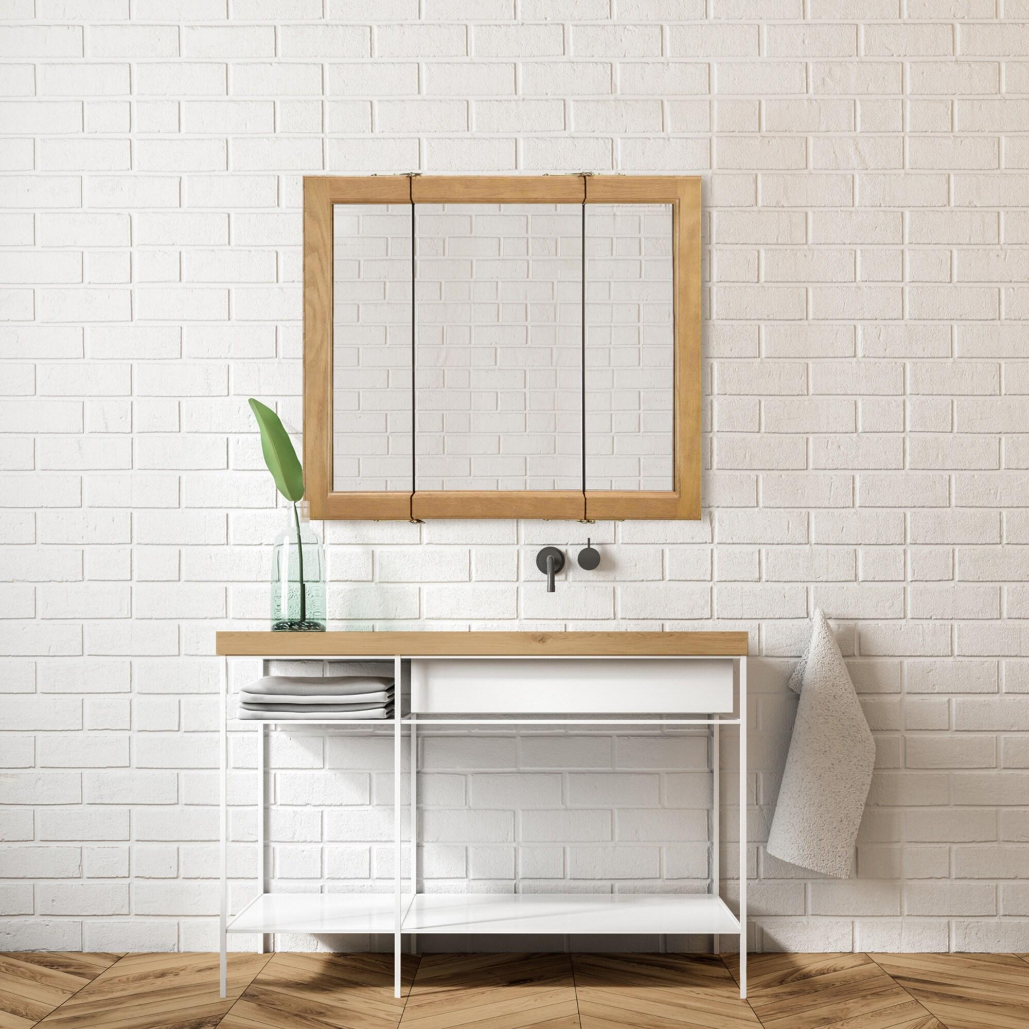 Design House 36" Tri-View Wall Mount Bathroom Medicine Cabinet, Nutmeg Oak