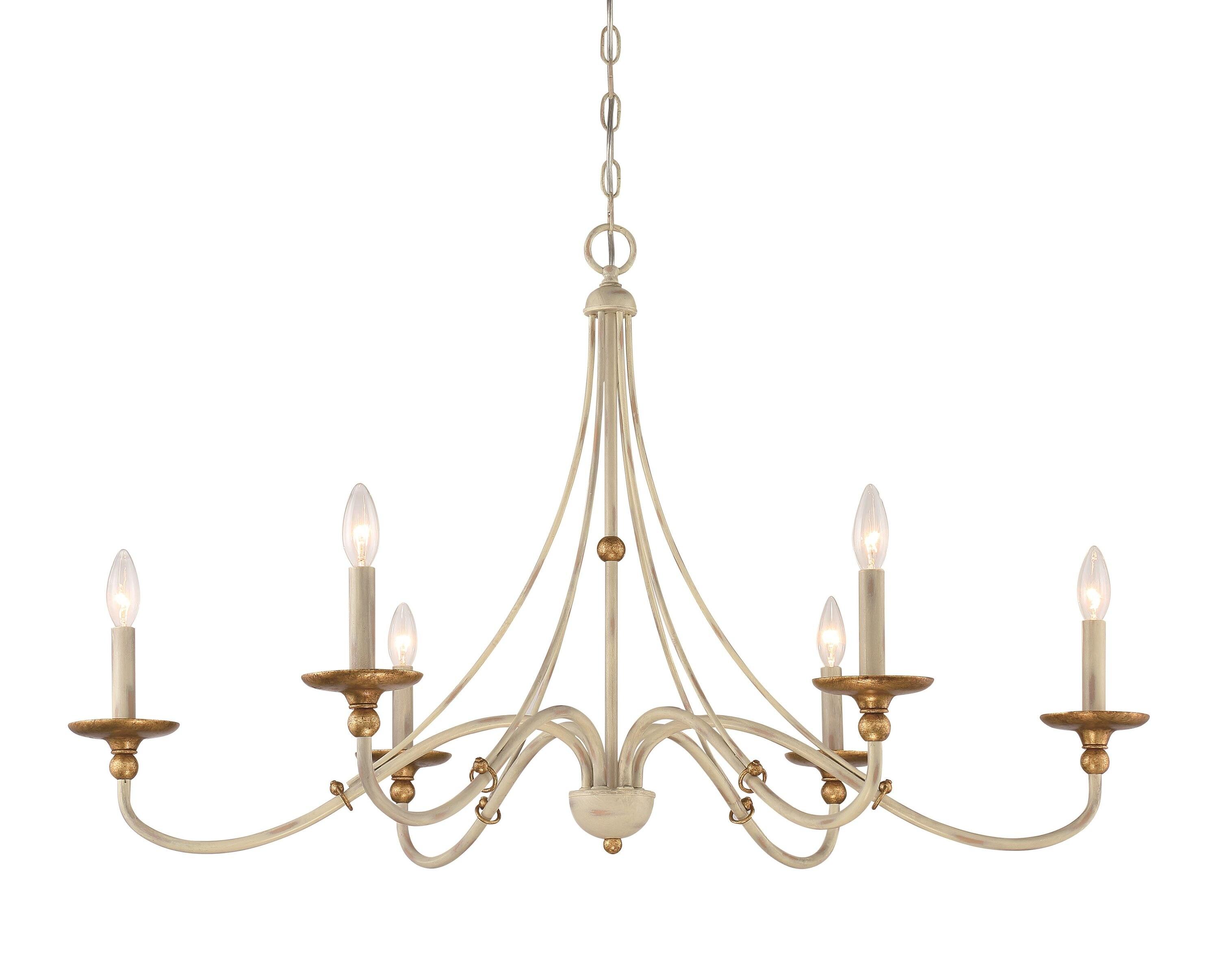 Minka Lavery White Gold Chandelier 40" Wide Farmhouse French 6-Light Fixture for Dining Room House Foyer Kitchen Entryway Bedroom