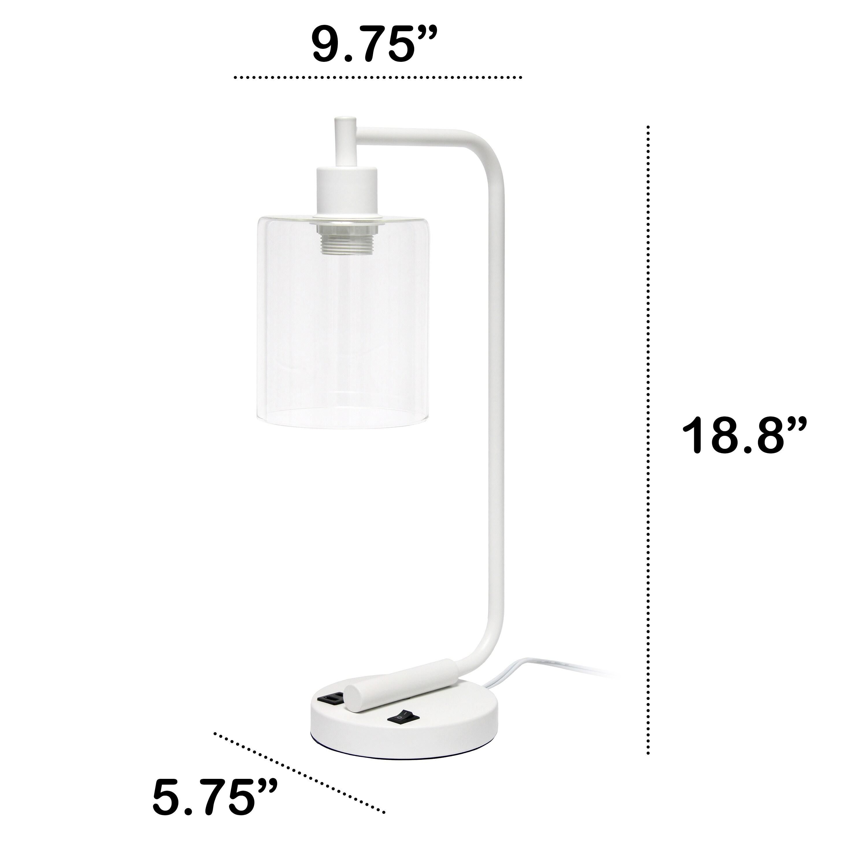 Modern Iron Desk Lamp with USB Port and Glass Shade White - Lalia Home: ETL Listed, No Assembly Required