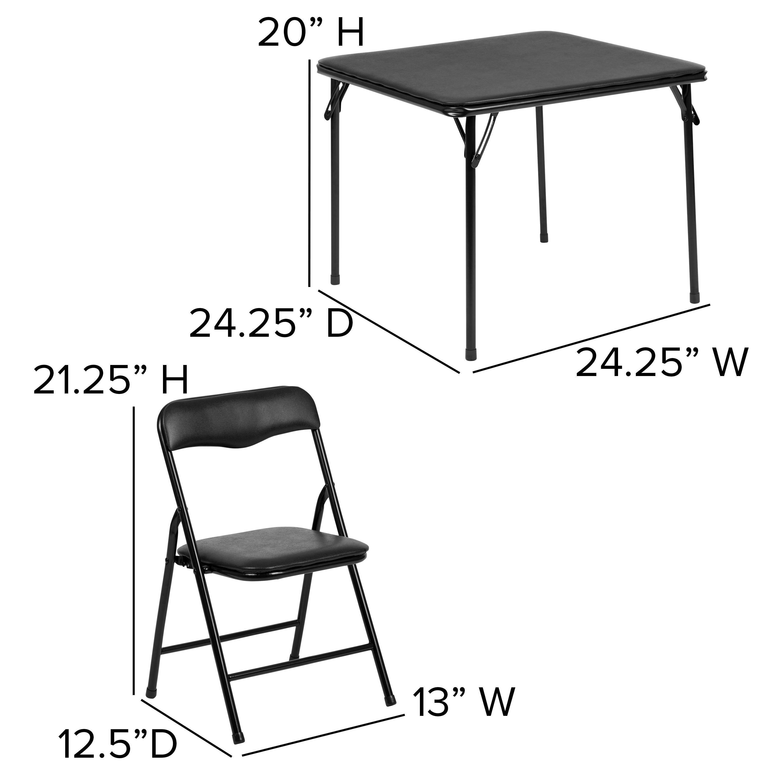 Flash Furniture Kids Black 3 Piece Folding Table and Chair Set