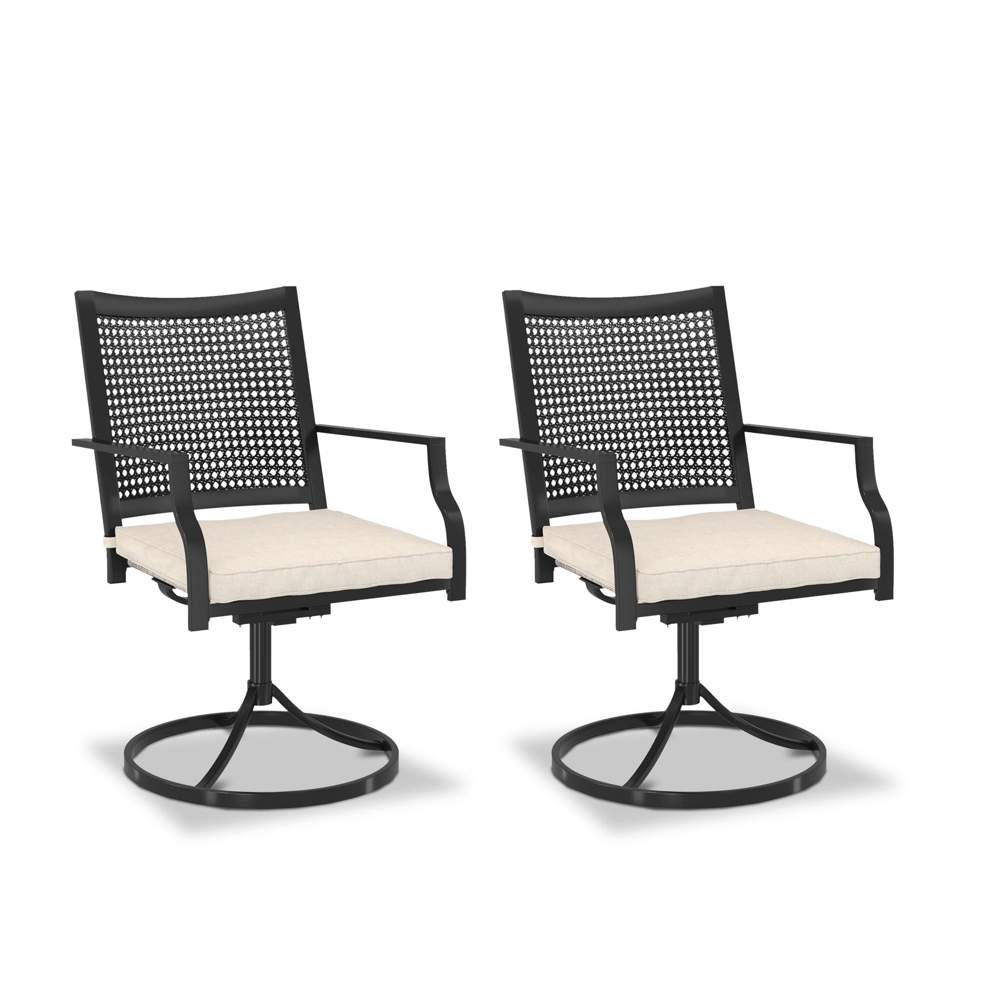 CASAINC Outdoor Iron Frame Swivel Dining Chair with Cushions (Set of 2)