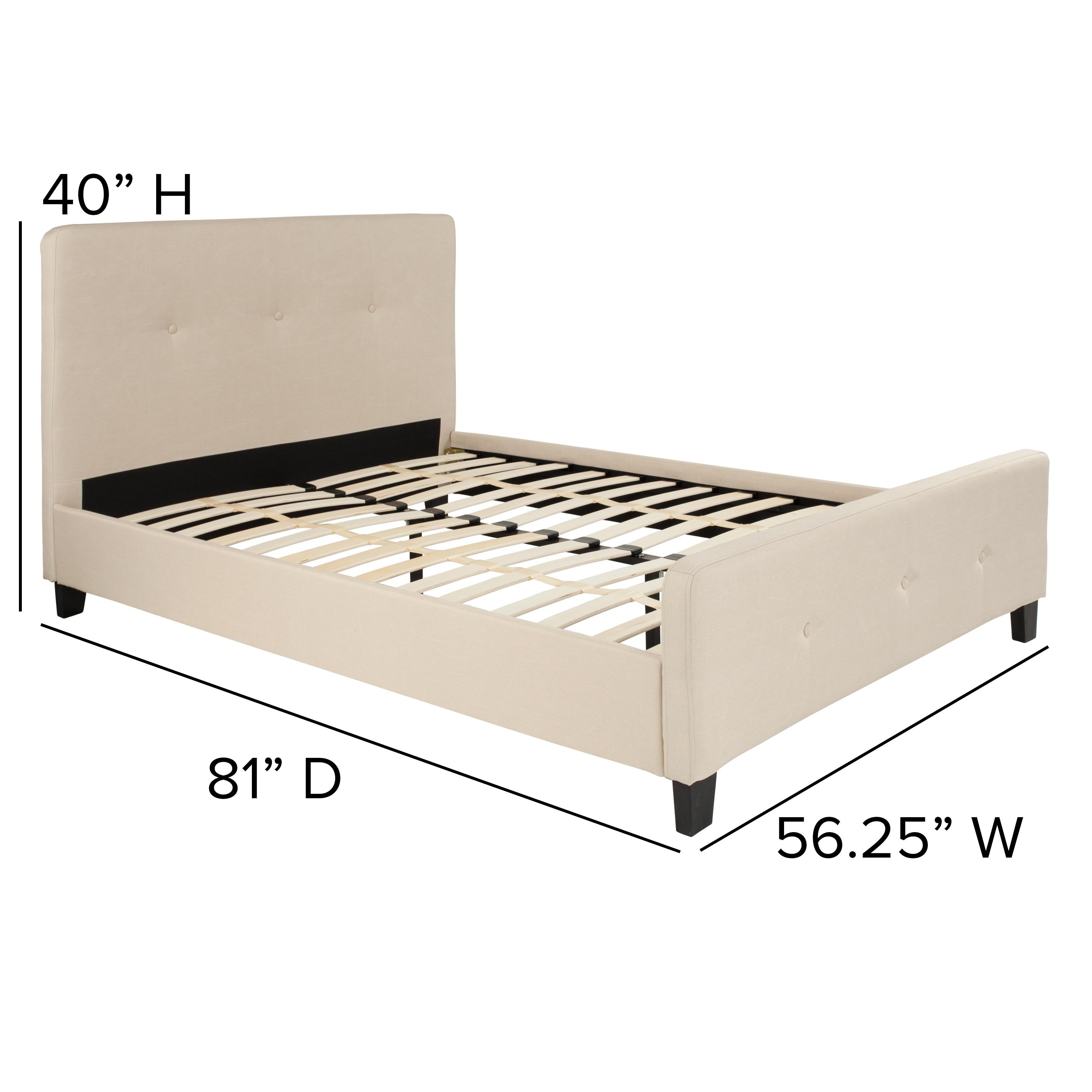 Flash Furniture Tribeca Full Size Tufted Upholstered Platform Bed in Beige Fabric